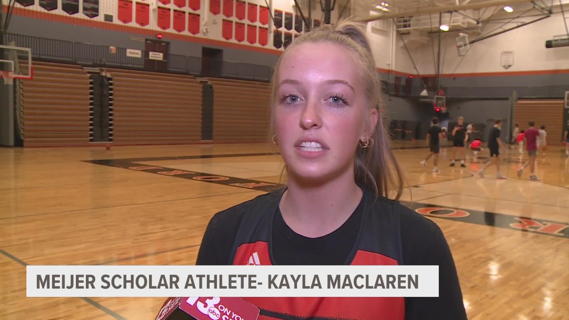 Rockford High School senior Kayla MacLaren plays basketball and softball for the Rams.
