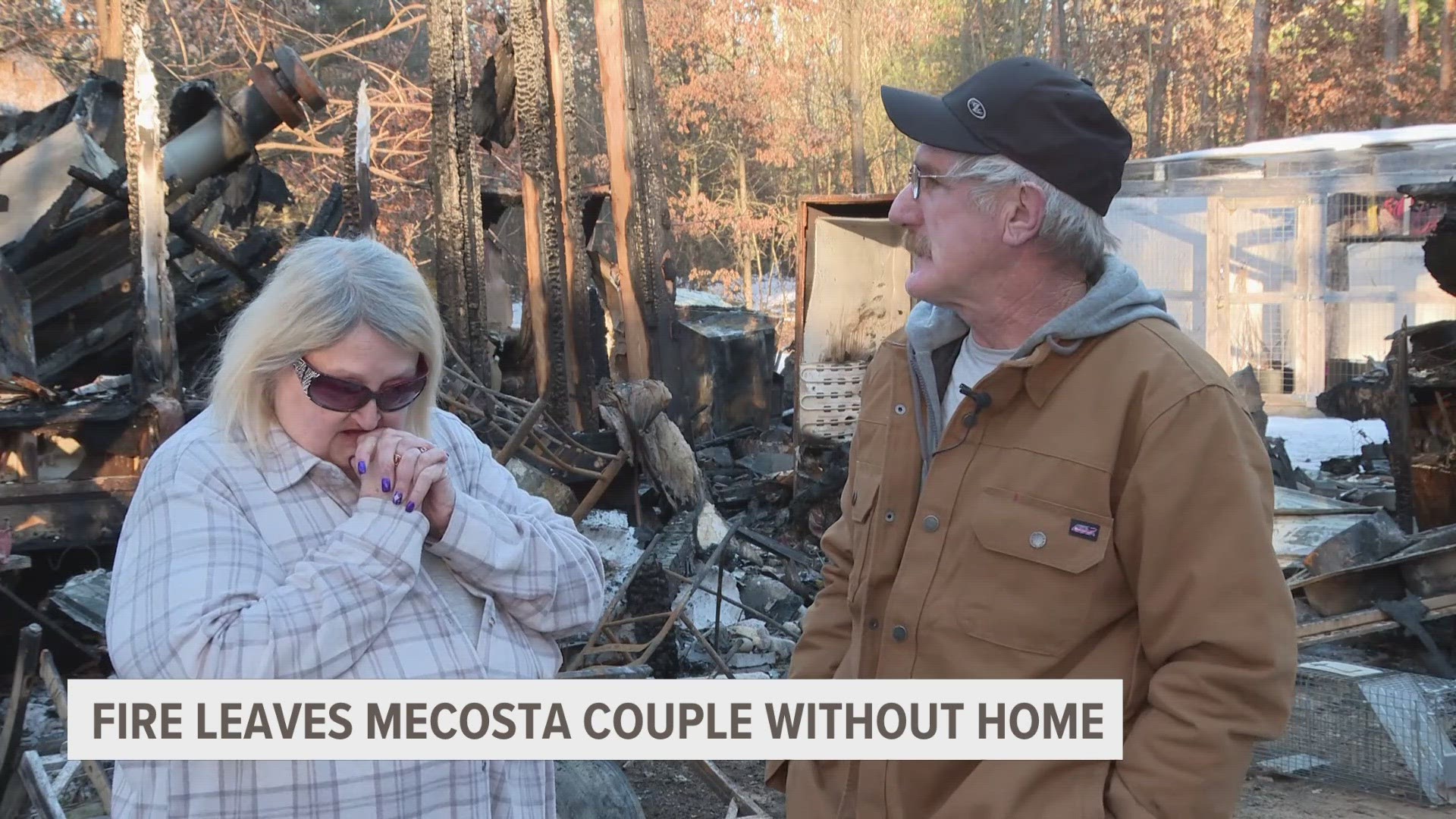 The fire broke out Friday morning and the couple said it took about half an hour to rip through their home.