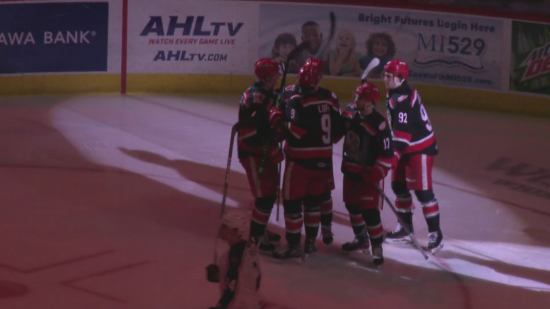 Griffins clinch first playoff berth in five seasons with 5-2 win over Monsters.