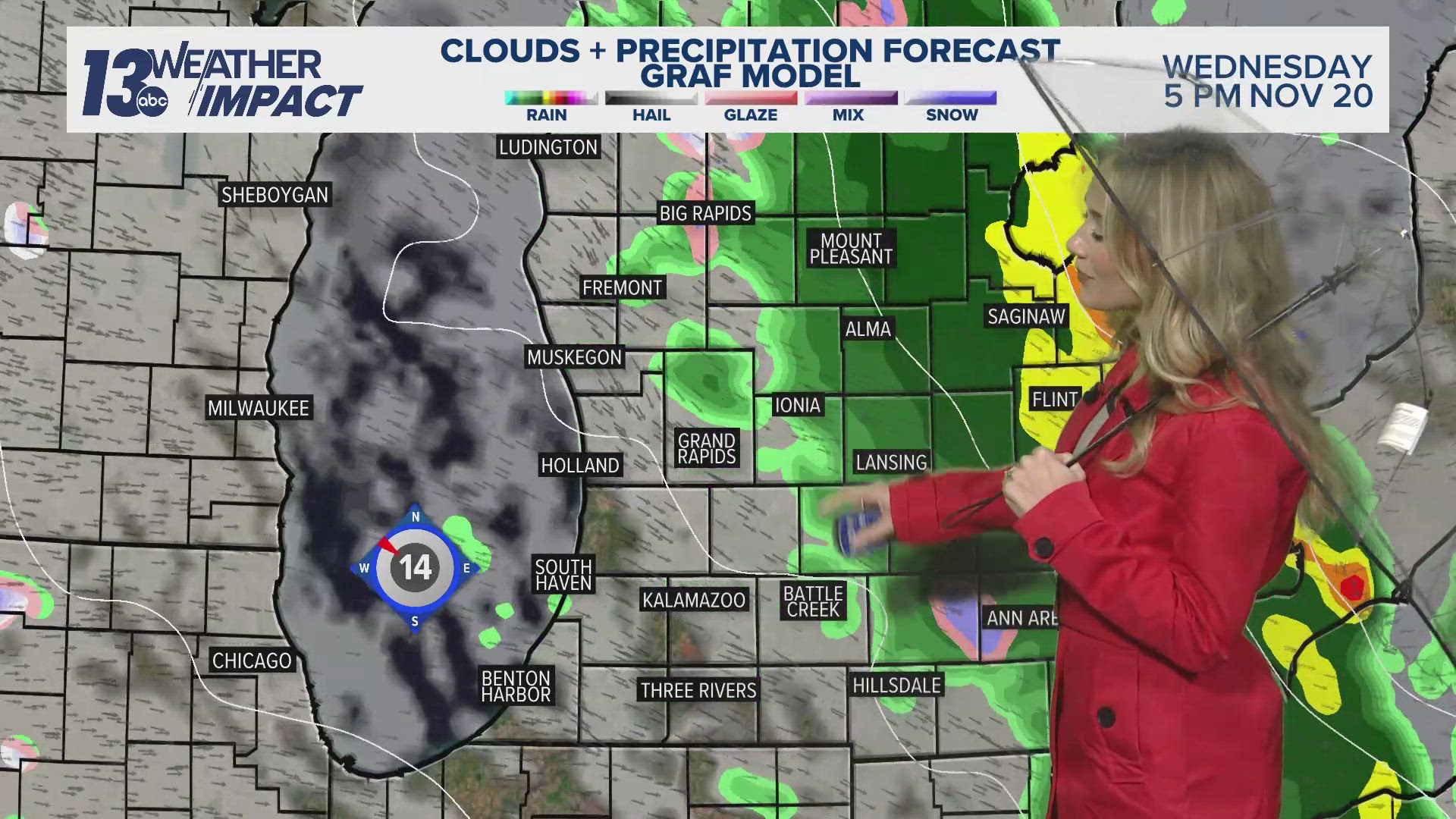 A dynamic weather pattern brings several days of wind and rain with possible accumulating snow Thursday.