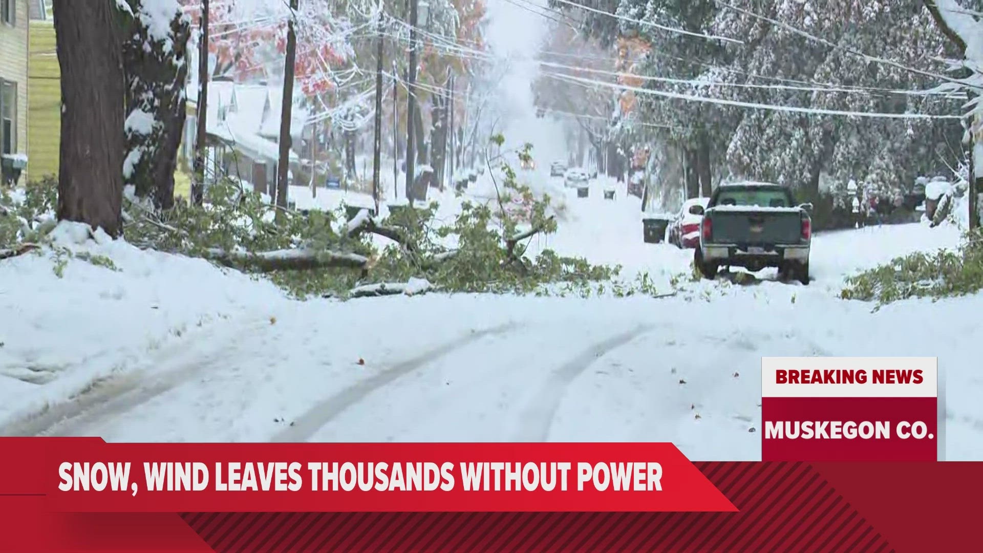 First responders are juggling downed power lines, crashes, slide-offs and more along the lakeshore. Crews will be working to restore power as soon as possible.