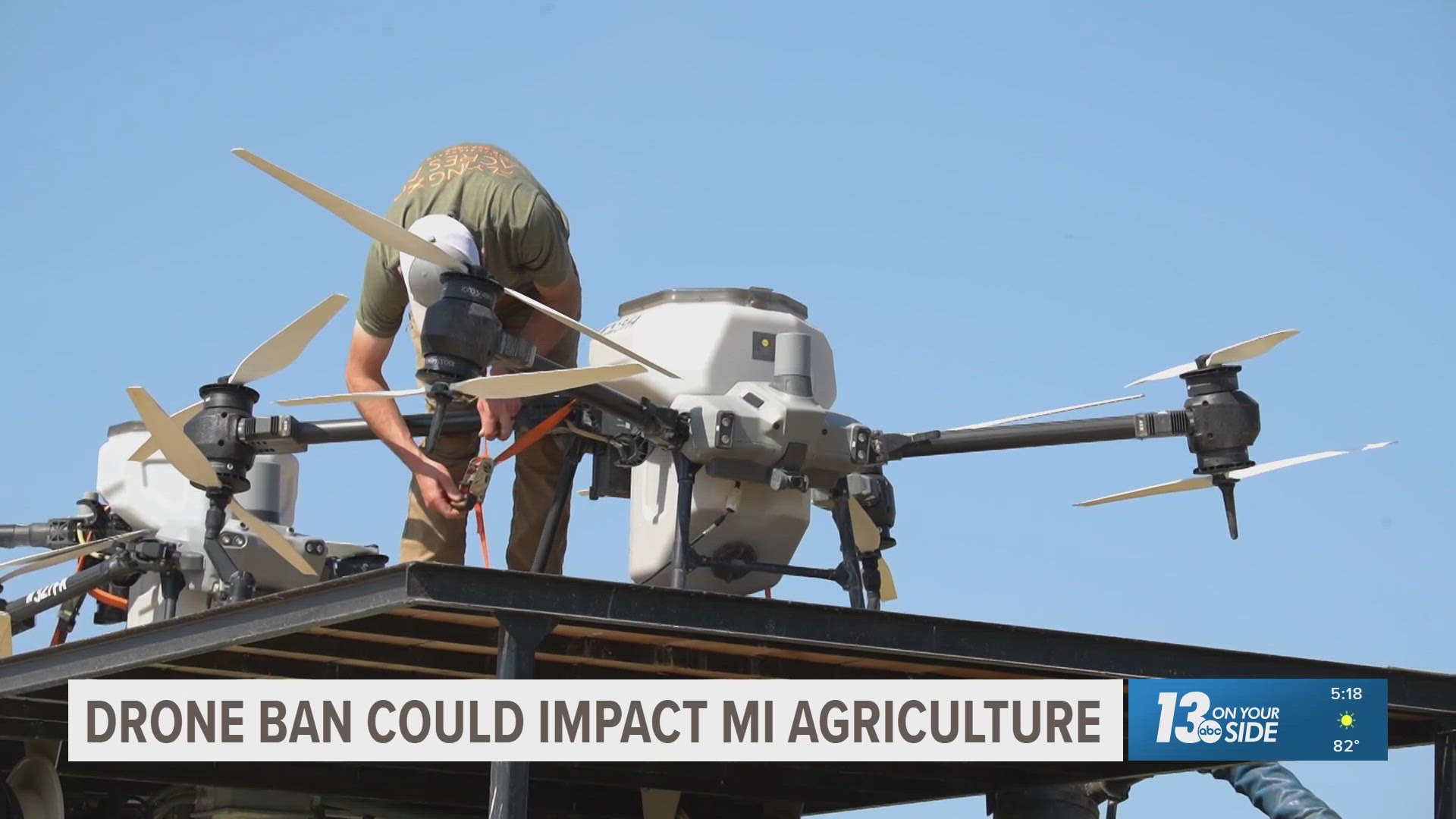wzzm13.com - Micah Cho - Michigan-based drones support crops, but a ban may hit operators