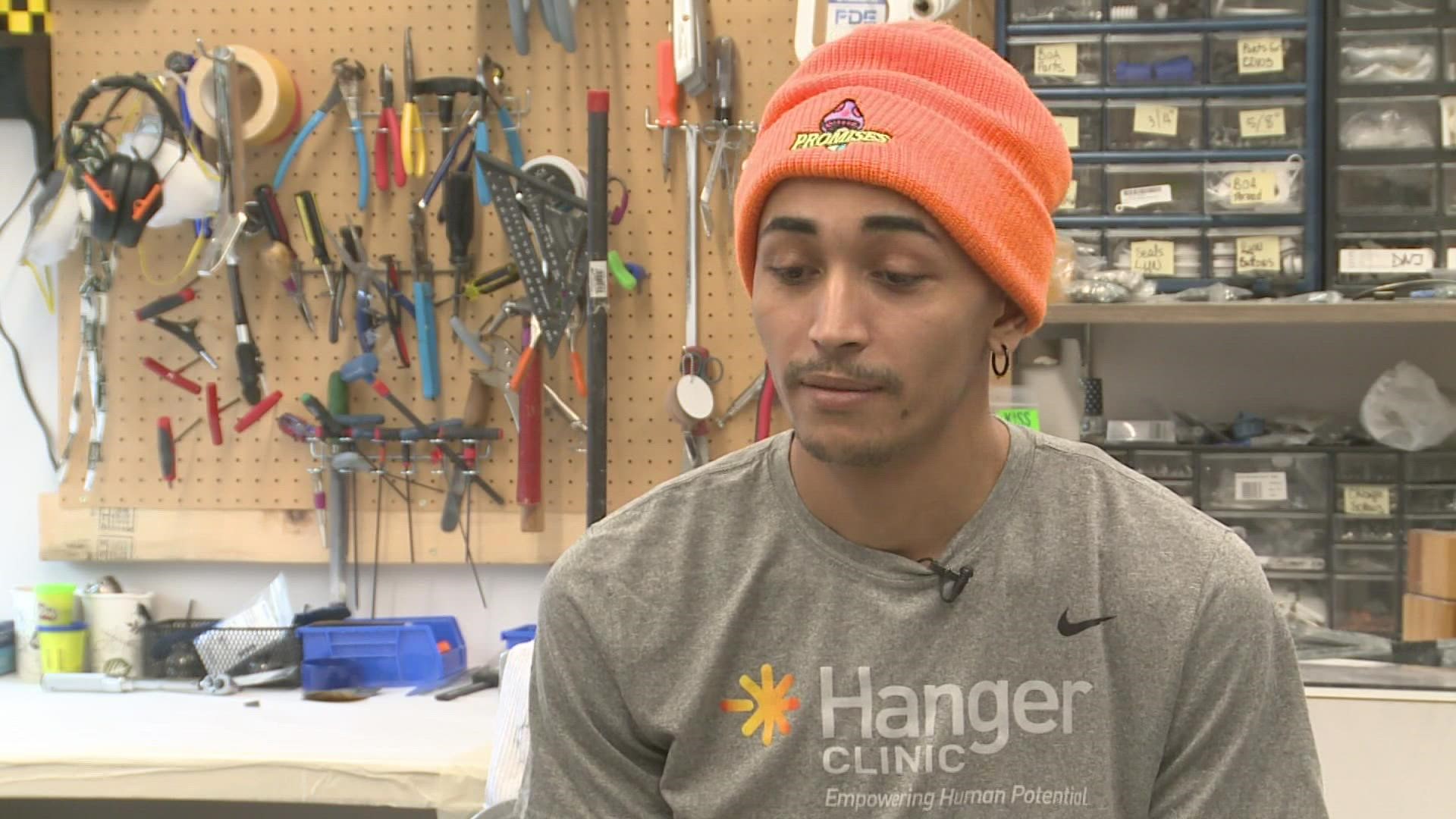Amer Gasmi has needed new prosthetics for the past four years. Hip hop connections led him to Byron Center and the Hanger Clinic.
