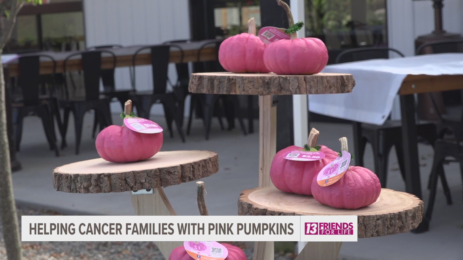 Pinkn' Patch sells pink pumpkins to raise money for breast cancer patients. The goal is to help with non-medical services, like laundry, food and transportation.