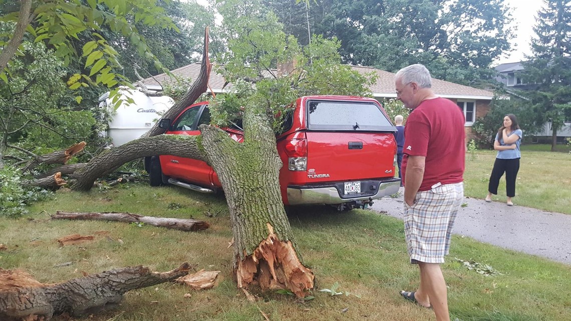 No injuries when tree branch falls on truck and camper in Spring Lake