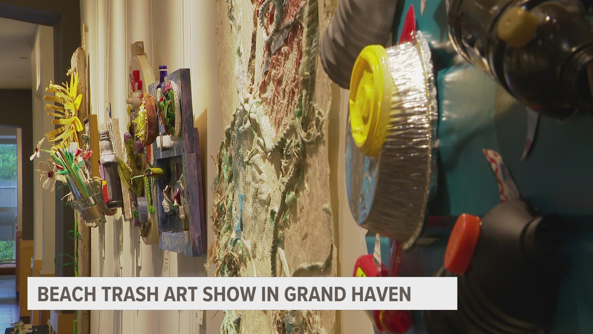 25 local artists are presenting their works Friday, and they're all made up of trash collected from Lake Michigan's shoreline in Grand Haven.
