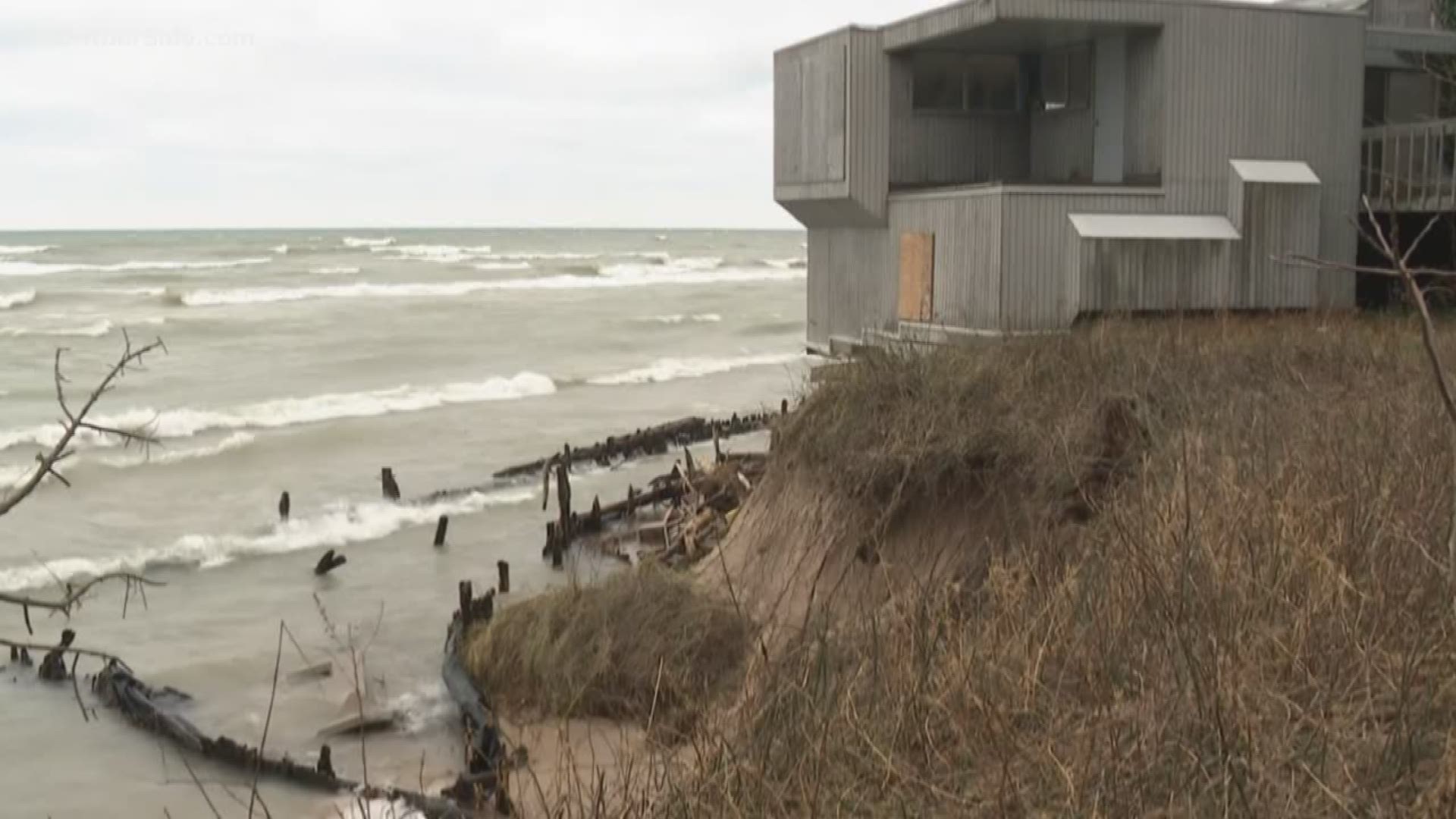 The basement game room at a cottage in Oceana County's Claybanks Township fell into Lake Michigan last week. Now a new storm threatens the rest of the structure.