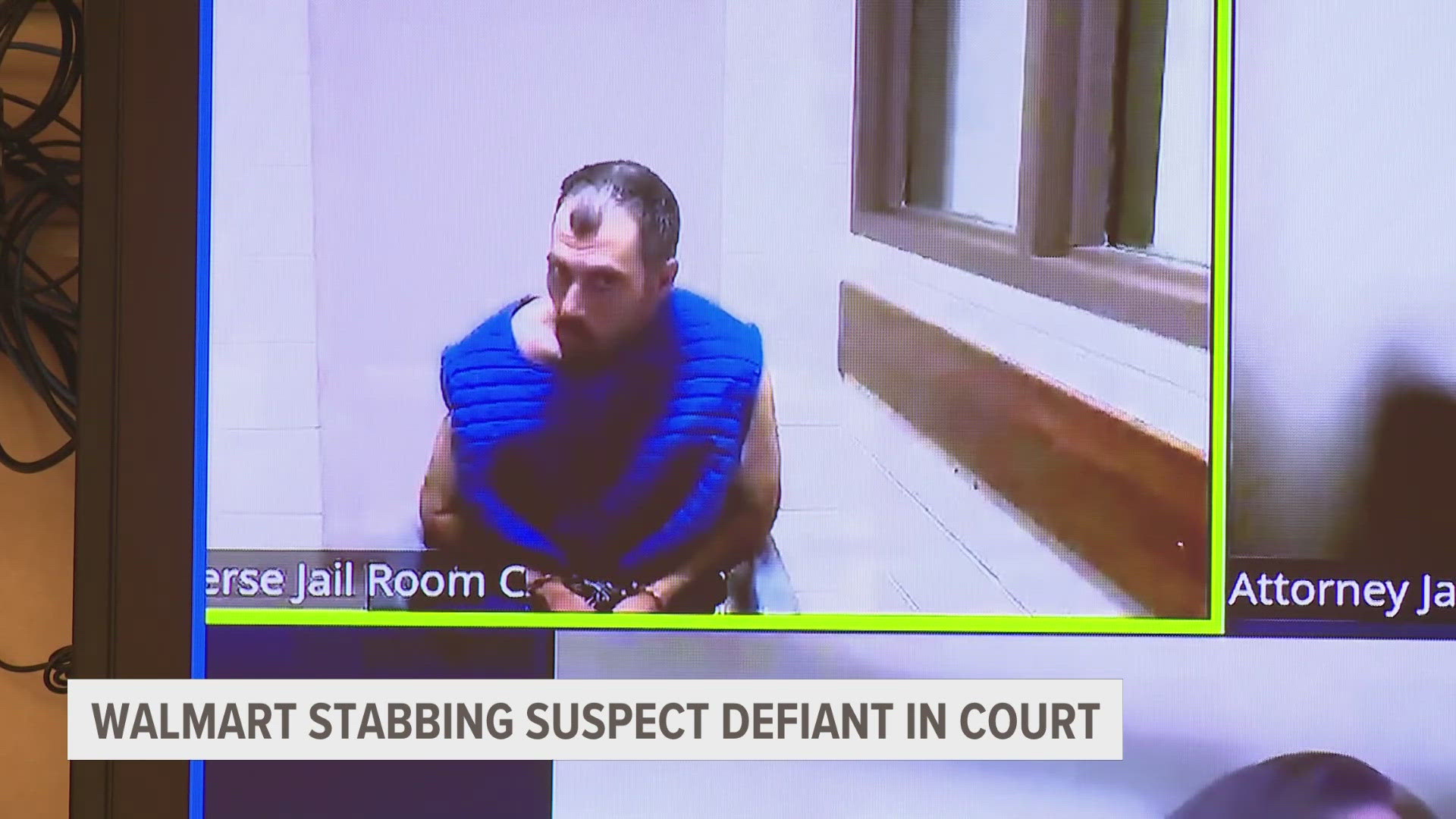 Bradford Gille is accused of stabbing 11 people at random inside a Traverse City Walmart over the weekend. His bond was set at $100,000.