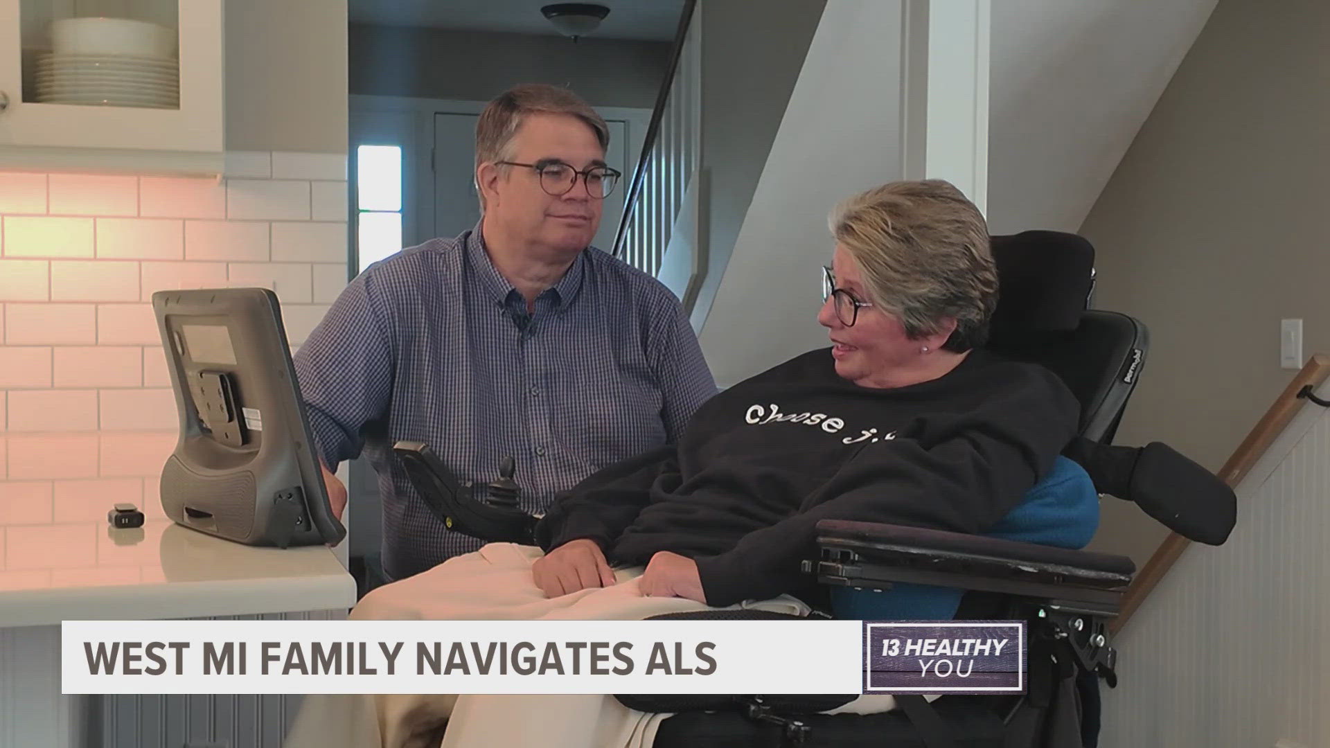 Diagnosed with ALS 2.5 years ago, Lisa Tubergen uses an eye-tracking communication device, wheelchair and lifts. But she fully understands the world around her.