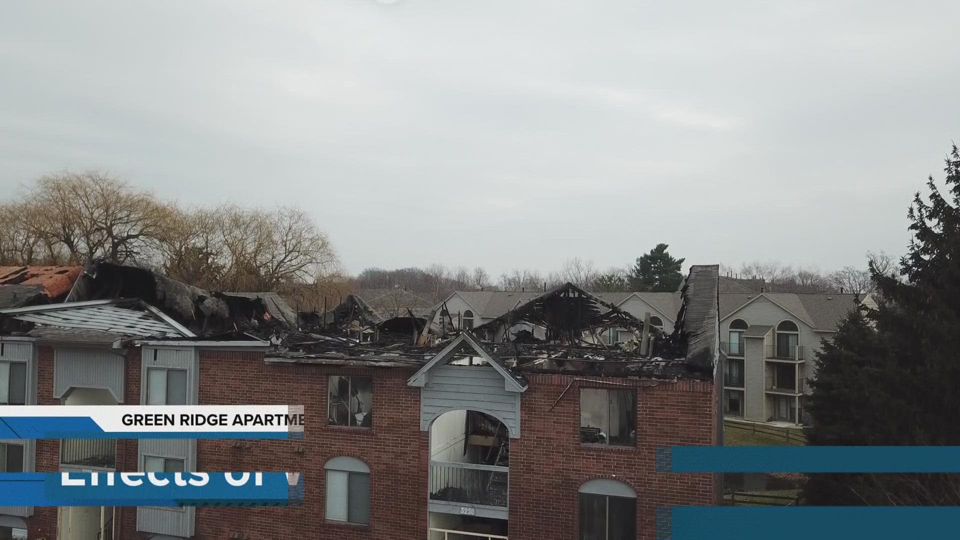 The apartments on the top floor appear to be a total loss. Smoke, water and fire damage is apparent throughout the building.