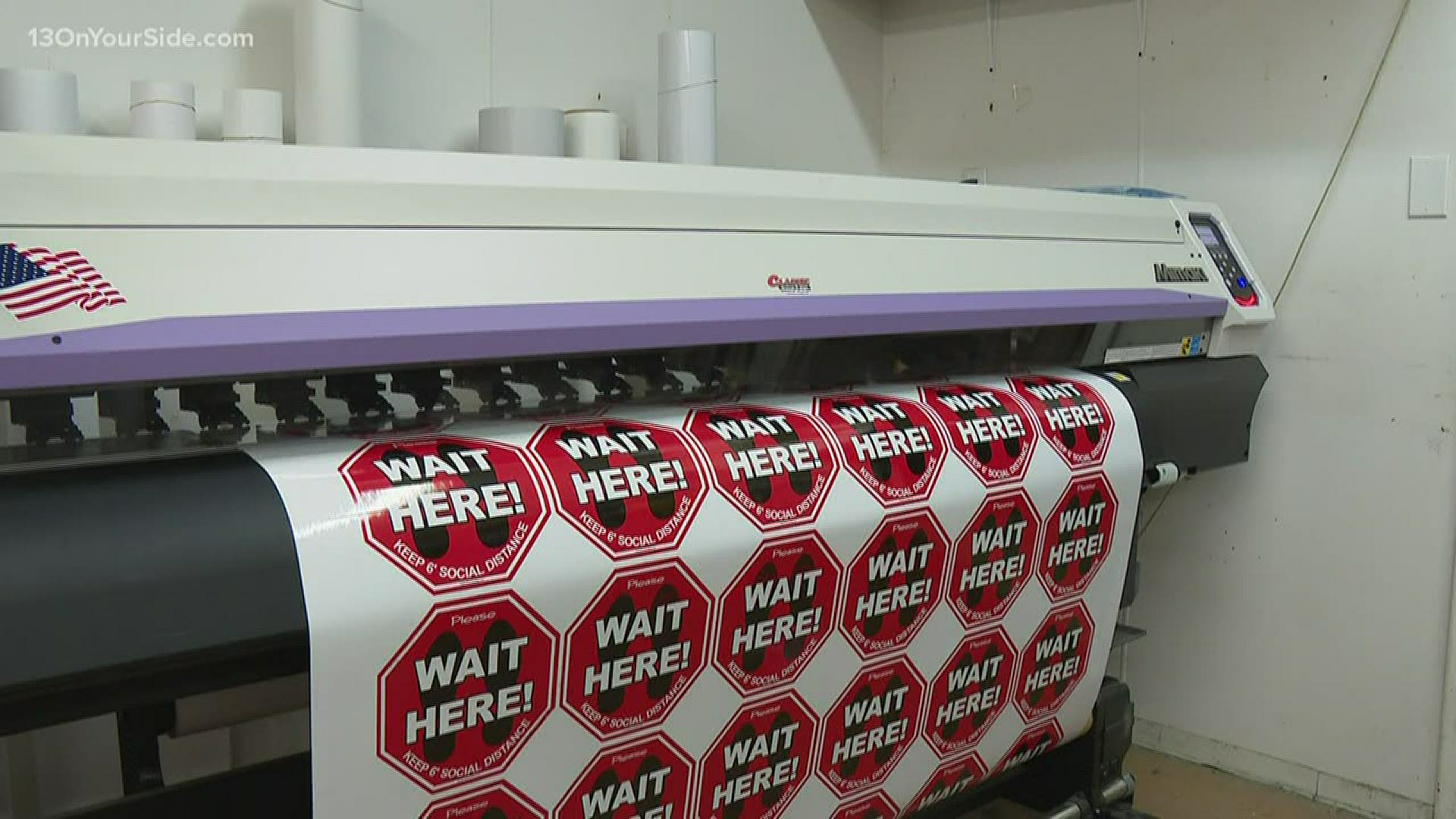 As Michigan prepares to re-open for business amid the COVID-19 pandemic, a Muskegon company is creating important signage that's gaining interest nationwide.