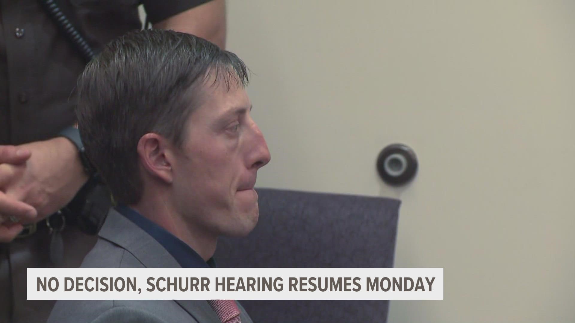 Judge Nicholas Ayoub announced Friday morning that a final decision on whether to send former GRPD Officer Christopher Schurr's will come Monday.
