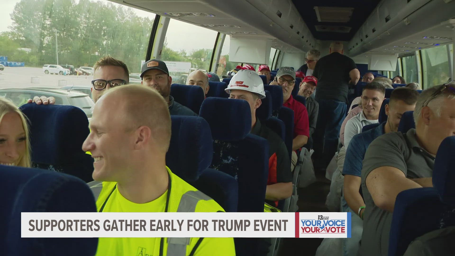 Trump supporters lined up early to see him speak in Walker.