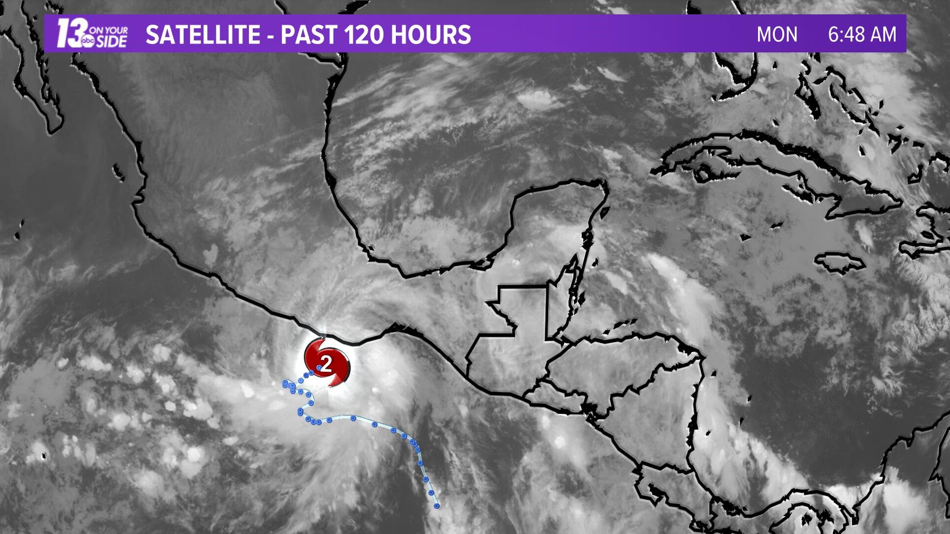 Watch as Hurricane Agatha moves onshore from the Pacific, dissipates, and pushes off into the Gulf of Mexico as Potential Tropical Cyclone One.