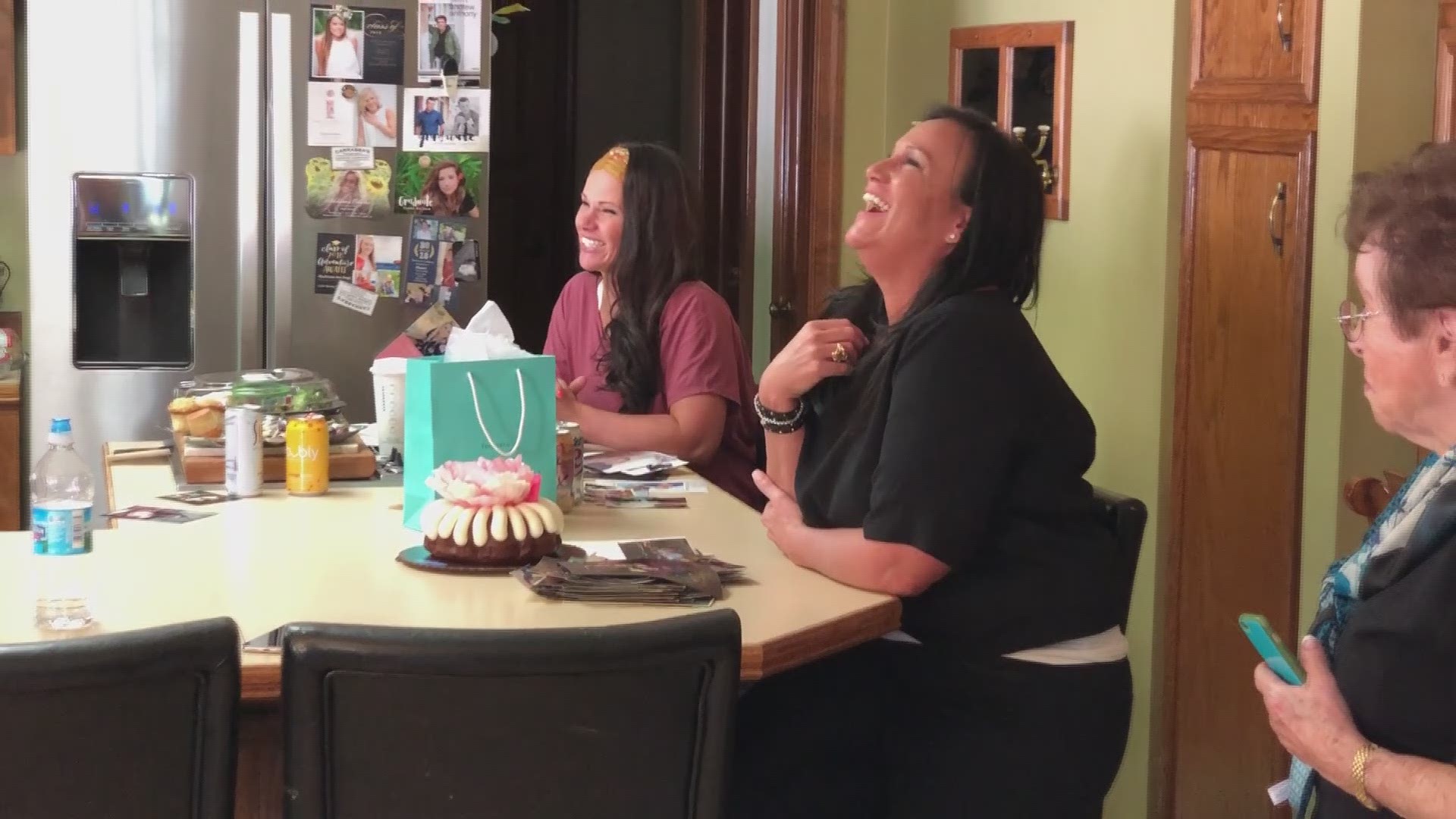 Once all the meetings were complete, Carrie's new-found family celebrated her birthday. So, they sang 'Happy Birthday' to her. Courtesy: Aaron Deckrow
