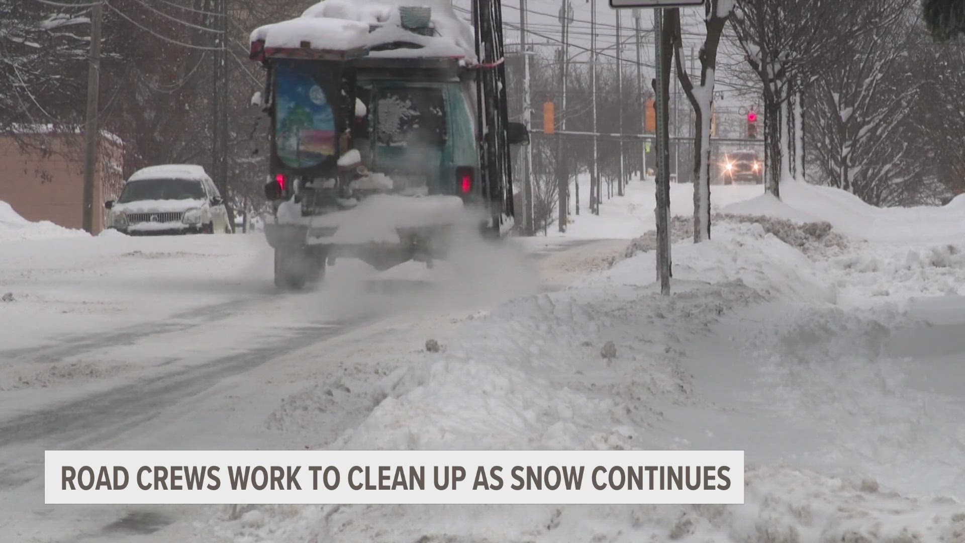 While most of the major snowfall has already moved through, road commissions are reminding drivers to drive carefully as crews clean up the aftermath.