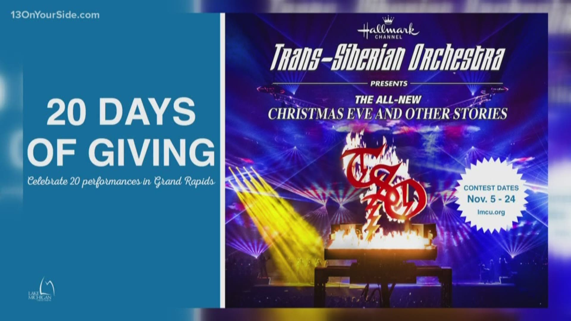 Over the next 20 days, Lake Michigan Credit Union and Van Andel Arena are giving away 20 pairs of tickets to attend the Trans-Siberian Orchestra show.