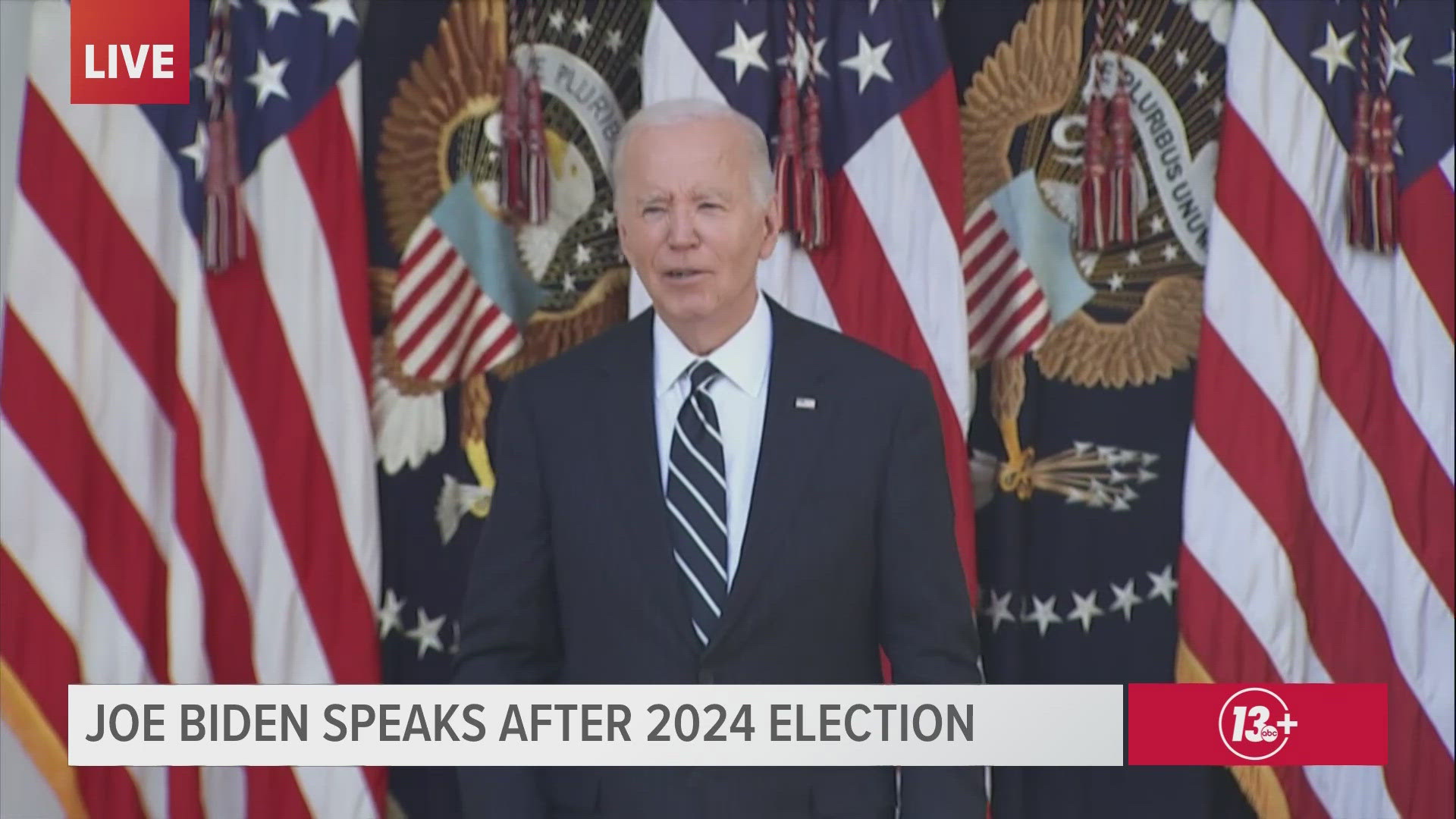 President Joe Biden gave a public speech from the Rose Garden Thursday, marking his first on-camera appearance since Donald Trump's election victory.