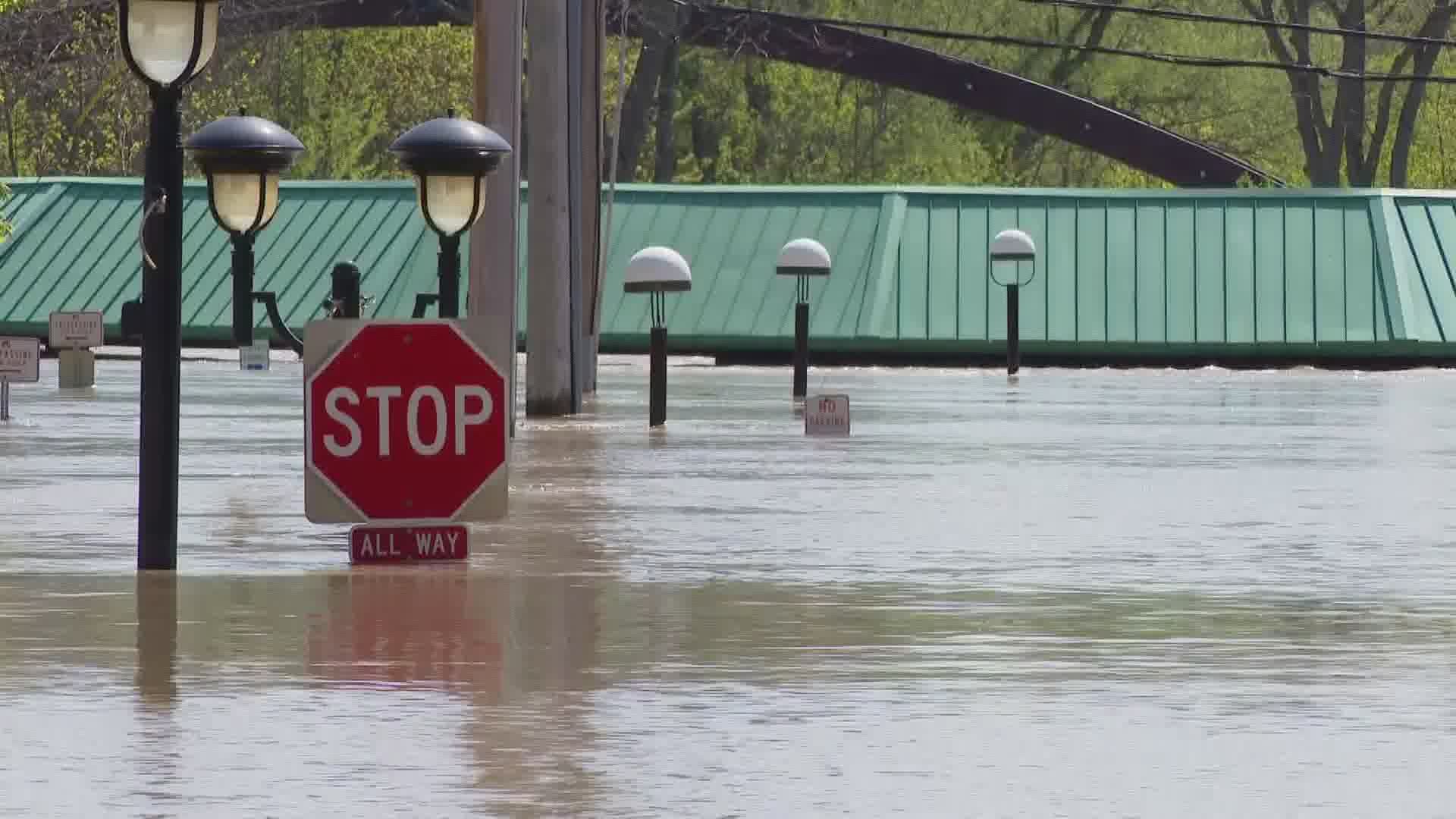 Thousands of people are displaced after two dams were breached Tuesday night, flooding Midland.