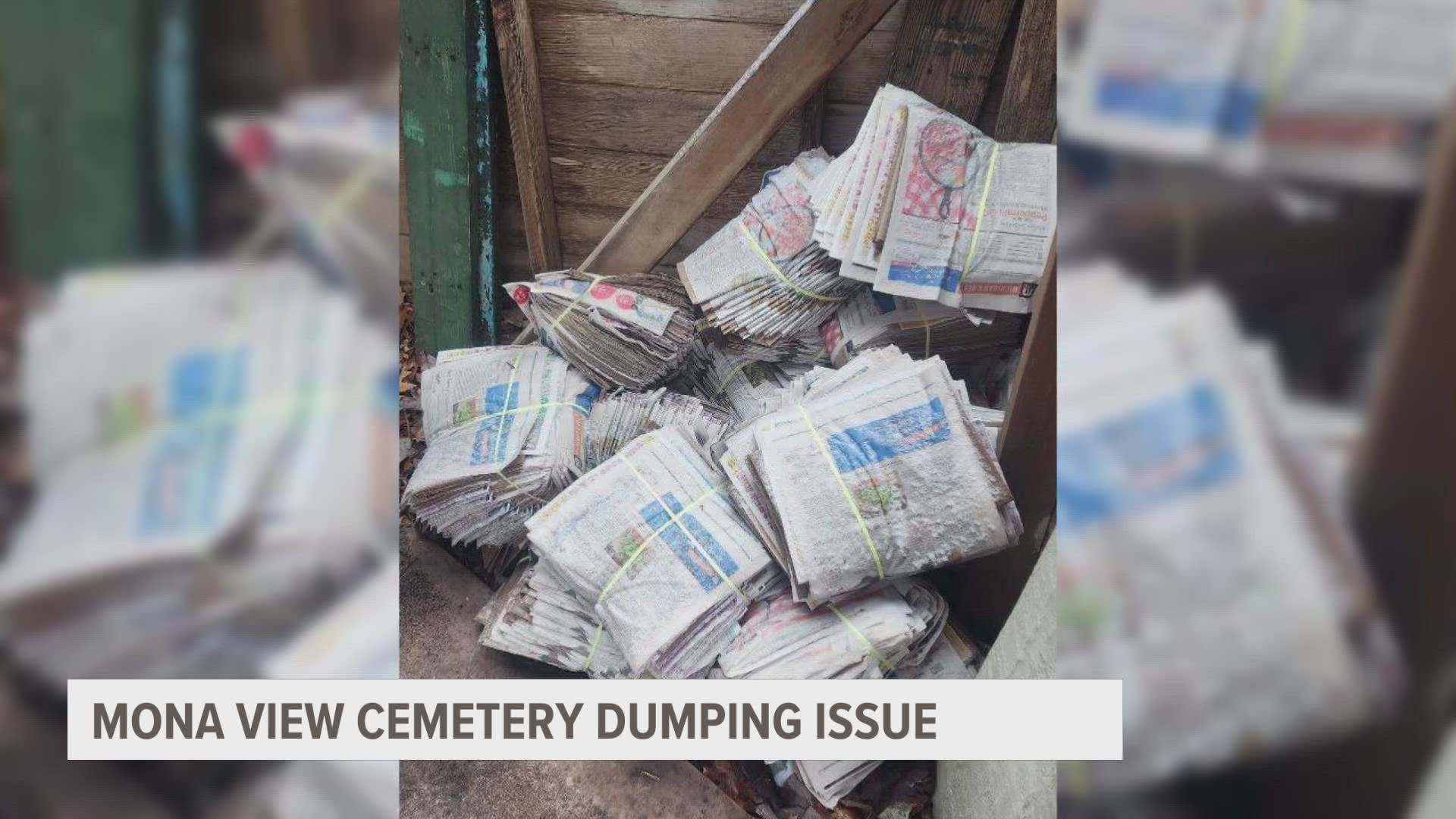 Bill Long from Muskegon County says he's seen more and more newspapers being dumped at Mona View Cemetery over the past five years.