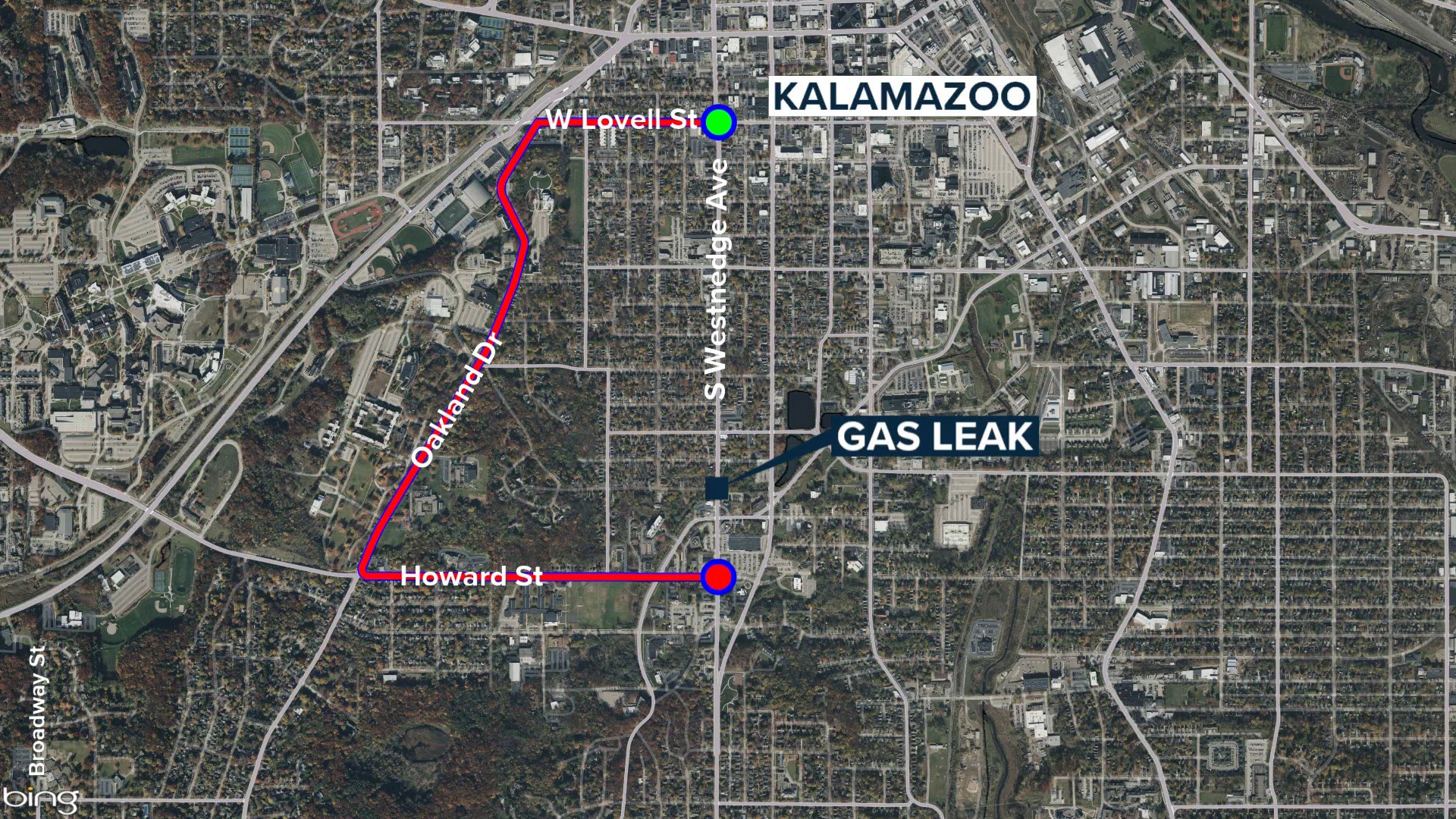 Gas leak closes Kalamazoo street | wzzm13.com