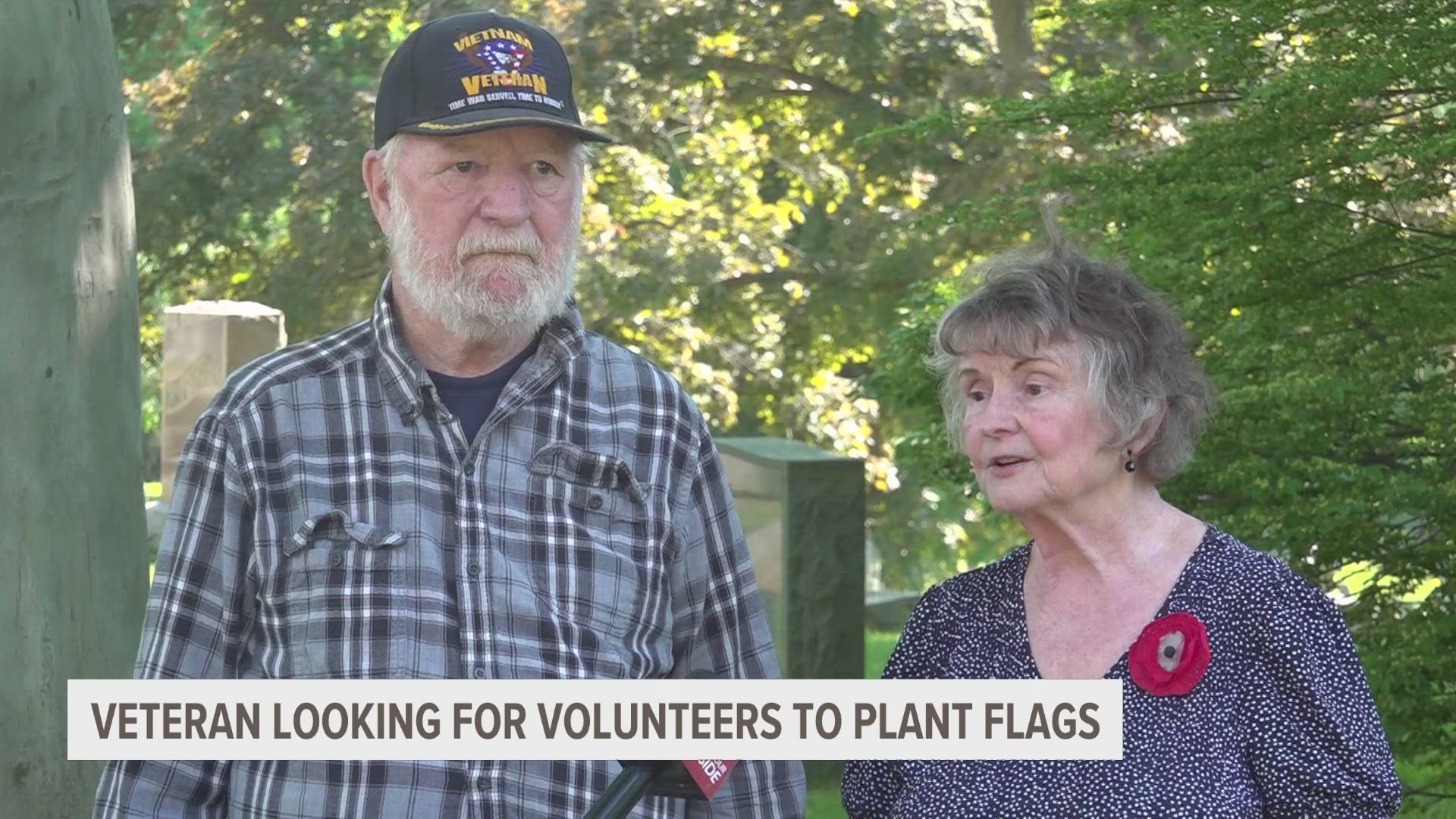 Vietnam Veteran Jerry Dennis places flags on graves every year for Memorial Day.