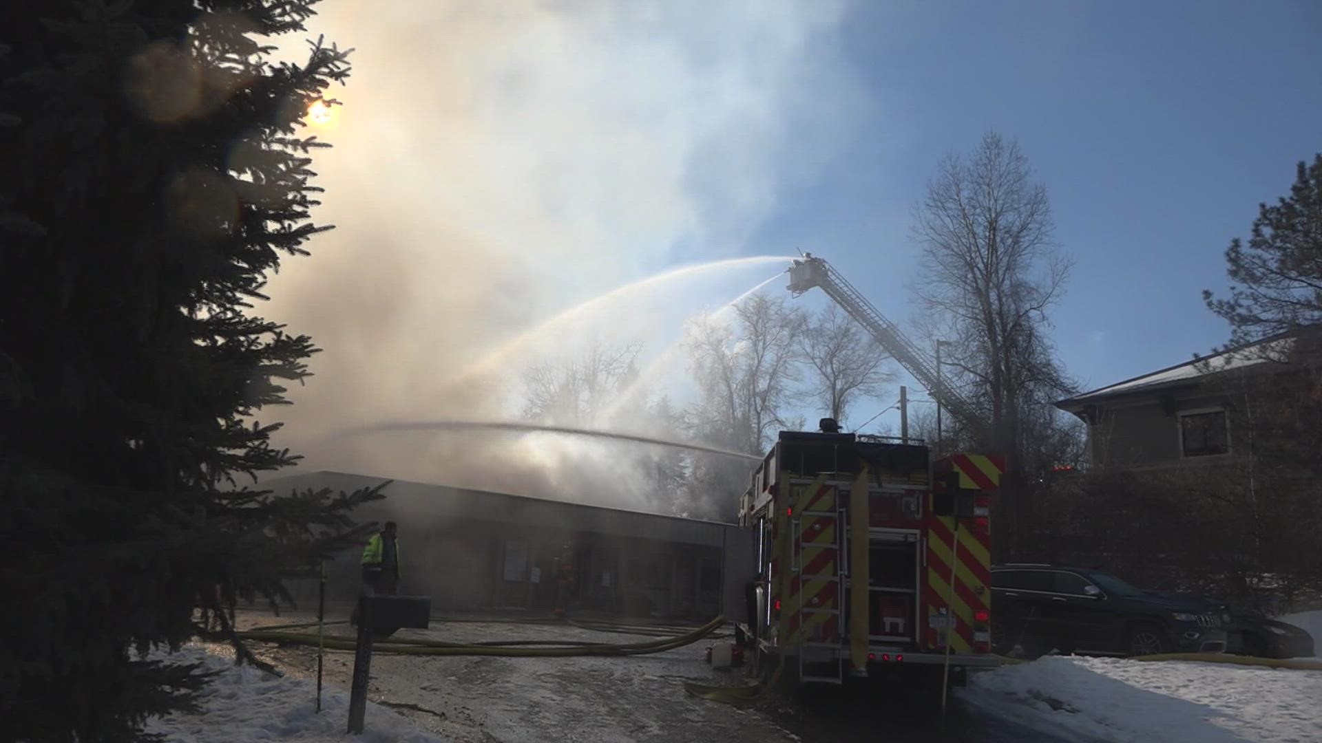 A fire broke out at the Cascade Executive Center on 28th Street SE Friday morning, resulting in extensive damage to the structure and a breached roof.