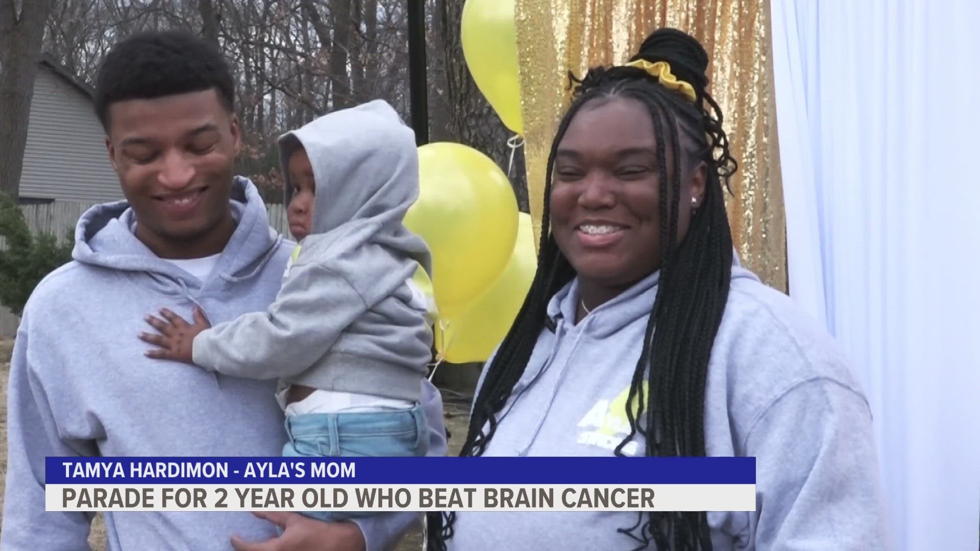 Ayla Dior Hunter sat outside her home waving to the dozens of cars that drove in to welcome her home.