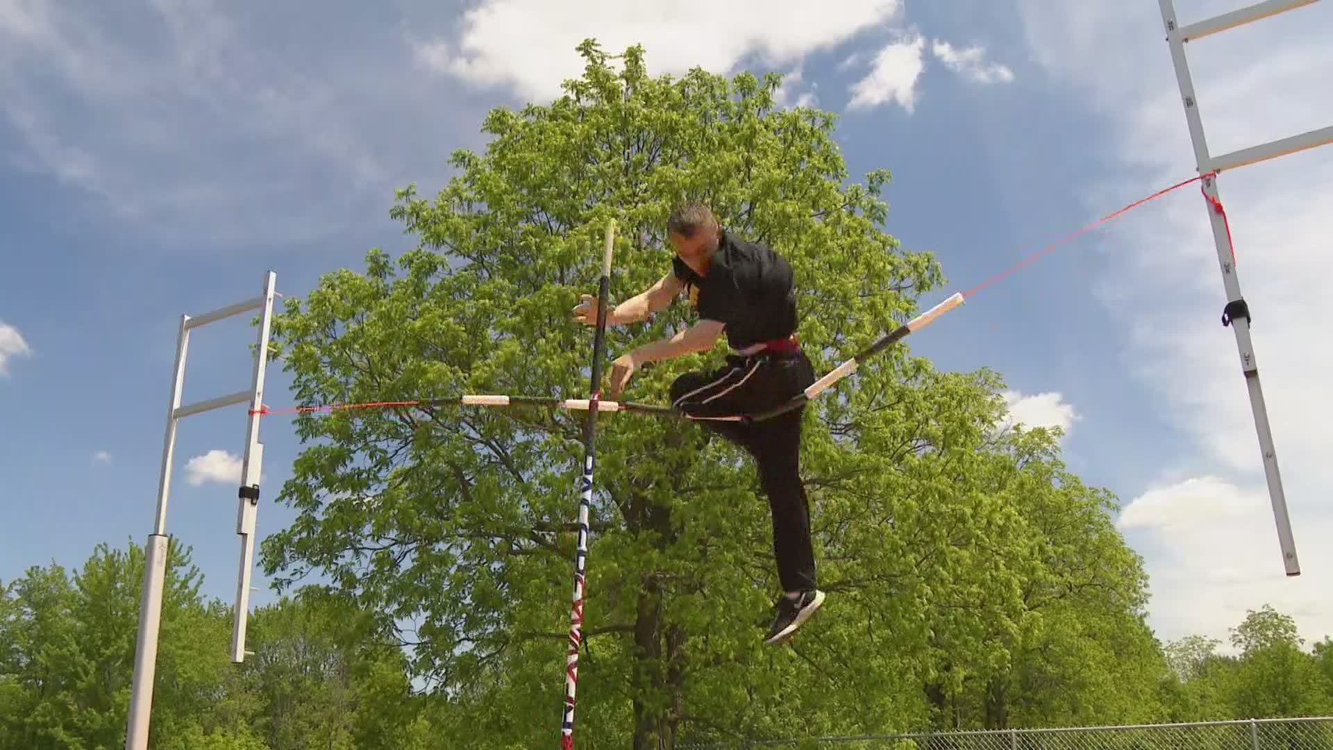 Michigan's Bradley Rainwater is doing something nobody else known ever has. He competes in the pole vault while at the same time being completely blind.