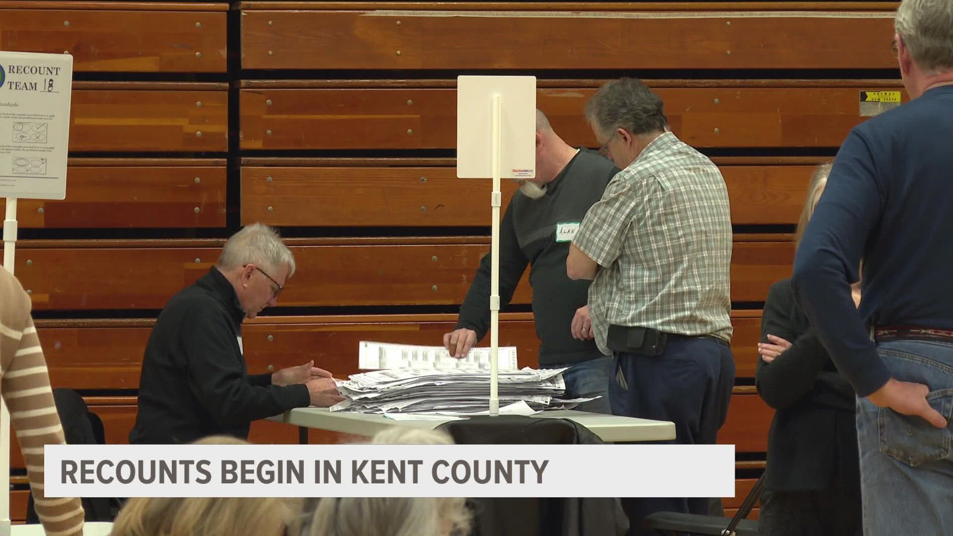 The state board of canvassers approved a recount for proposals 2 and 3, but Kent County is only recounting proposal 3.