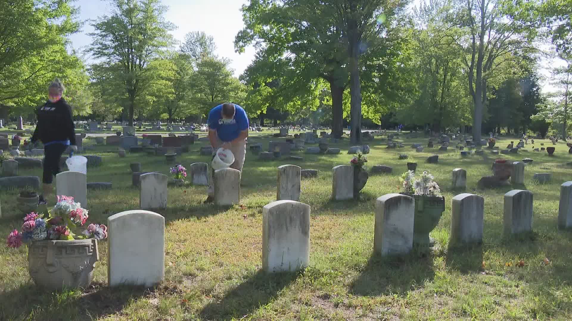 The event kicked off Friday, Sept. 11 at cemeteries in Muskegon County with small group of volunteers cleaning headstones.