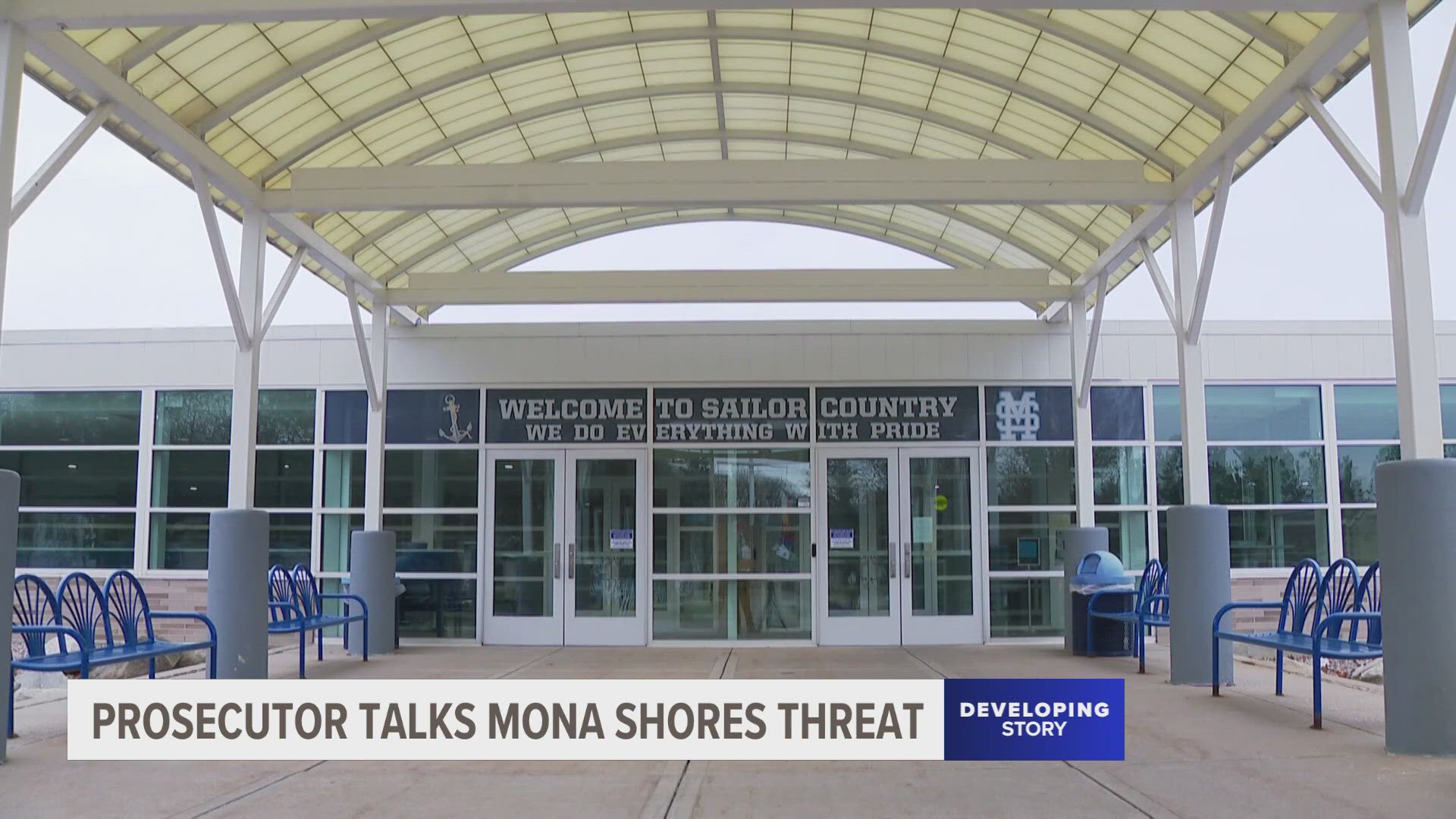 After an ex-Mona Shores student made a threat against the school, he was detained and faces charges.