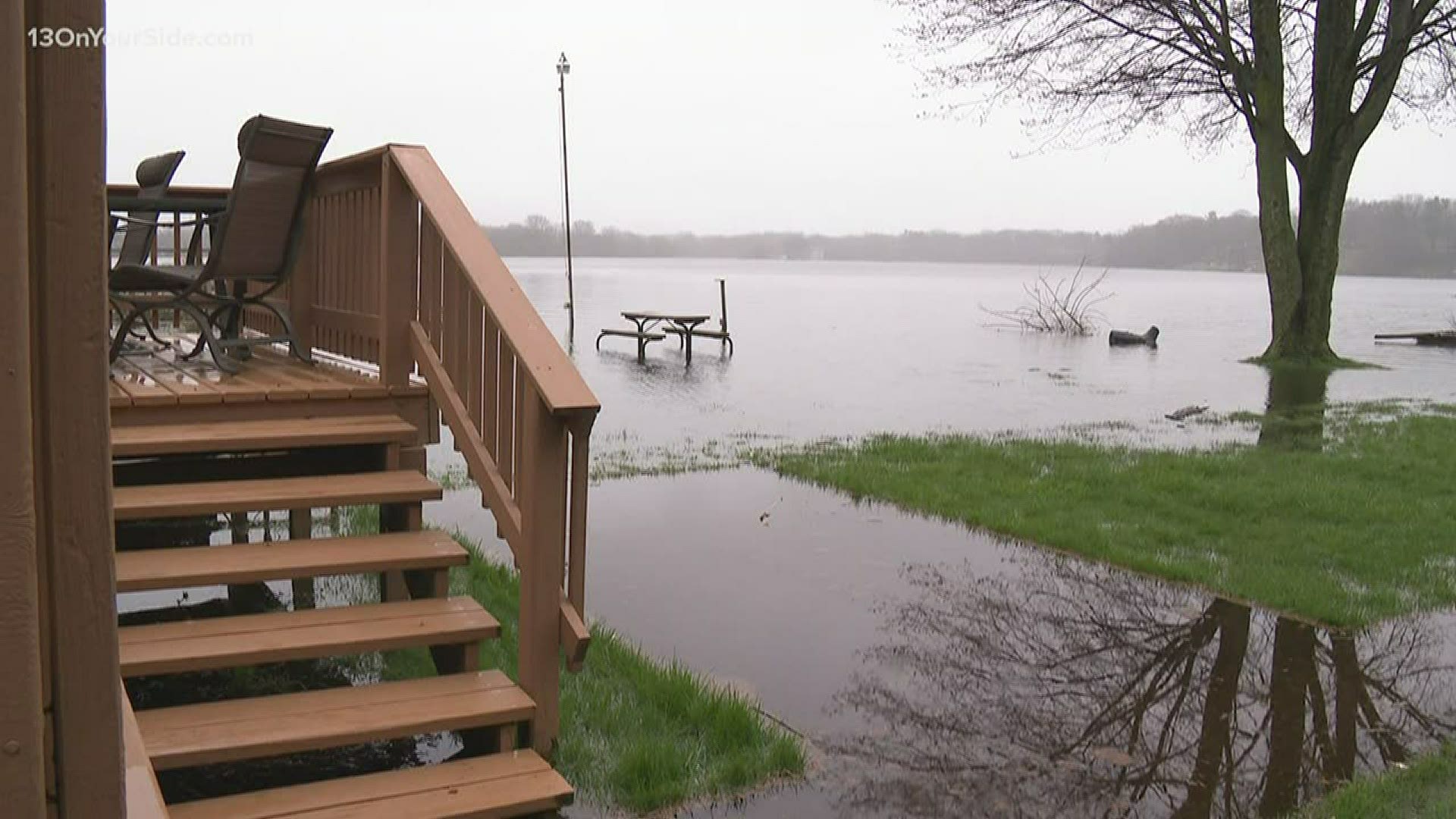 Four inches of rain fell on the Muskegon over the past few days, which has led to flooding across the county.