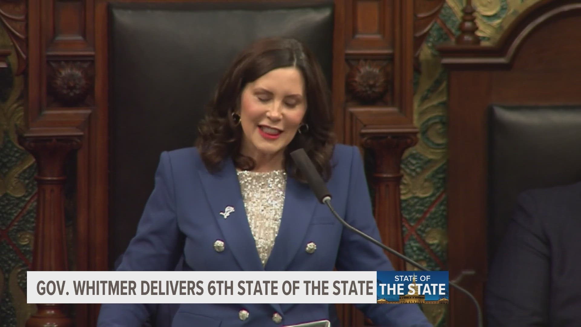 Whitmer pushed for a number of new proposals, including free community college for all qualified high school graduates and a tax credit for family caretakers.