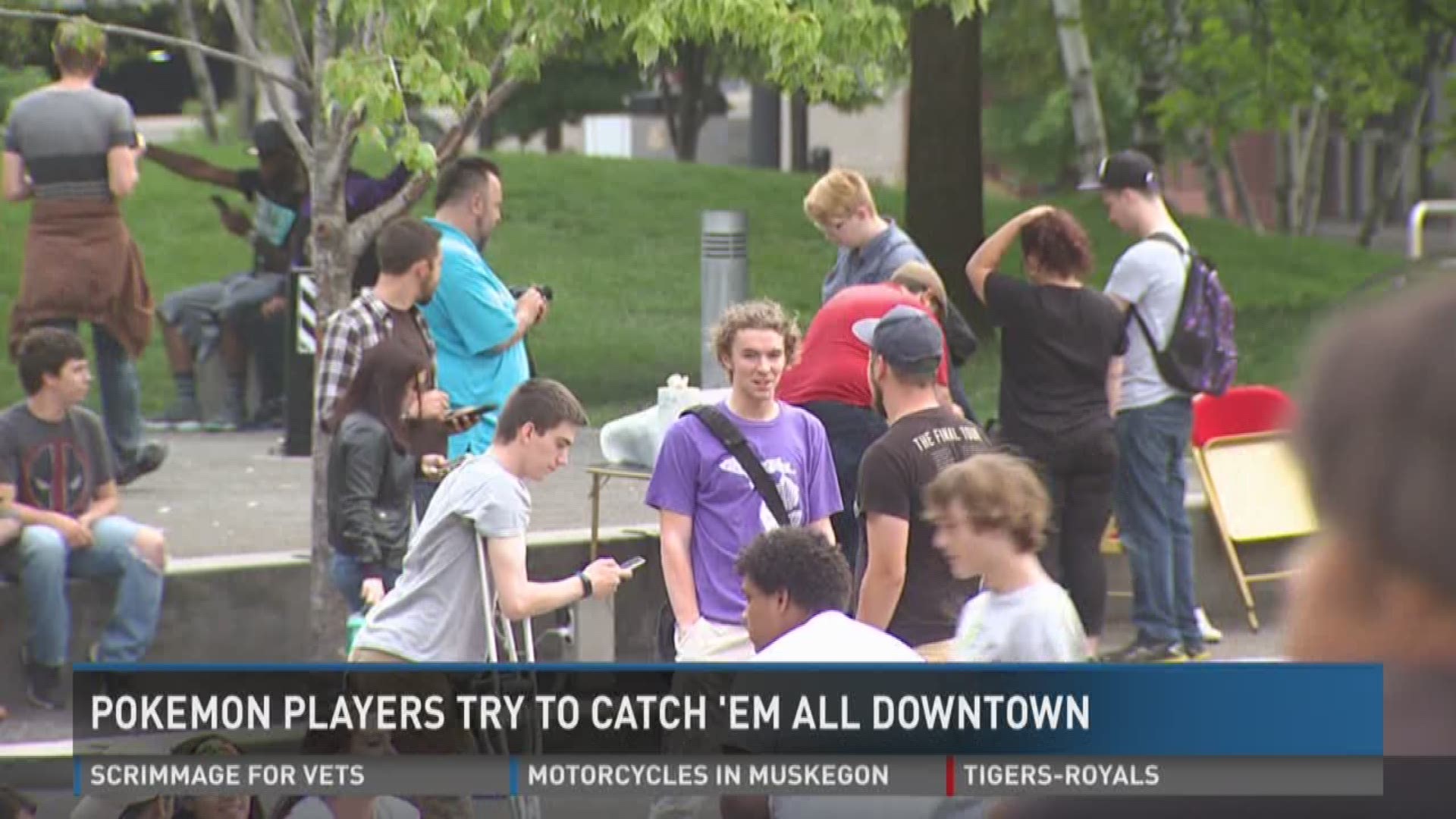 Pokemon Go players gather in Rosa Parks Circle