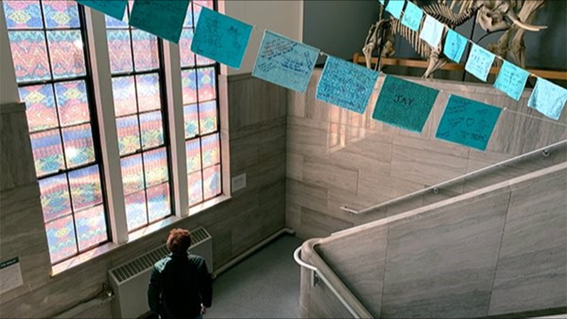 "Finding Our Voice: Sister Survivors Speak" opens Tuesday. The exhibit incorporates and is inspired by teal ribbons that were tied to trees around campus as a reminder of the survivors.