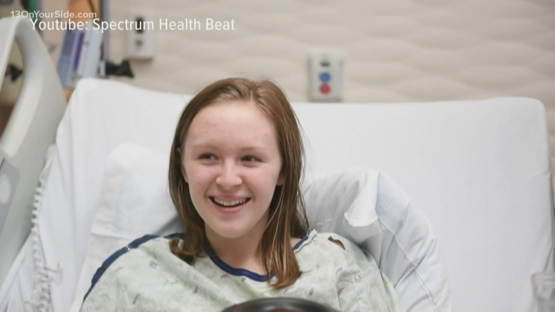 The teen was rushed to Helen DeVos Children's Hospital after she suffered a stroke at school.
