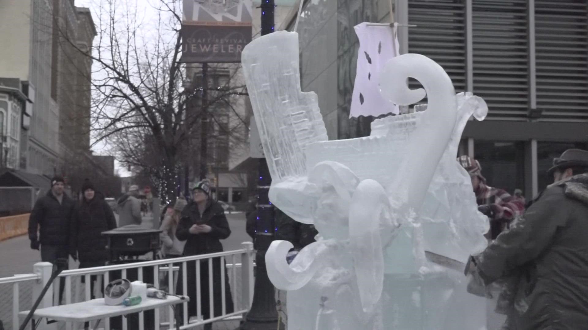 More than 100 ice sculptures have returned to downtown Grand Rapids for Valentine's weekend.