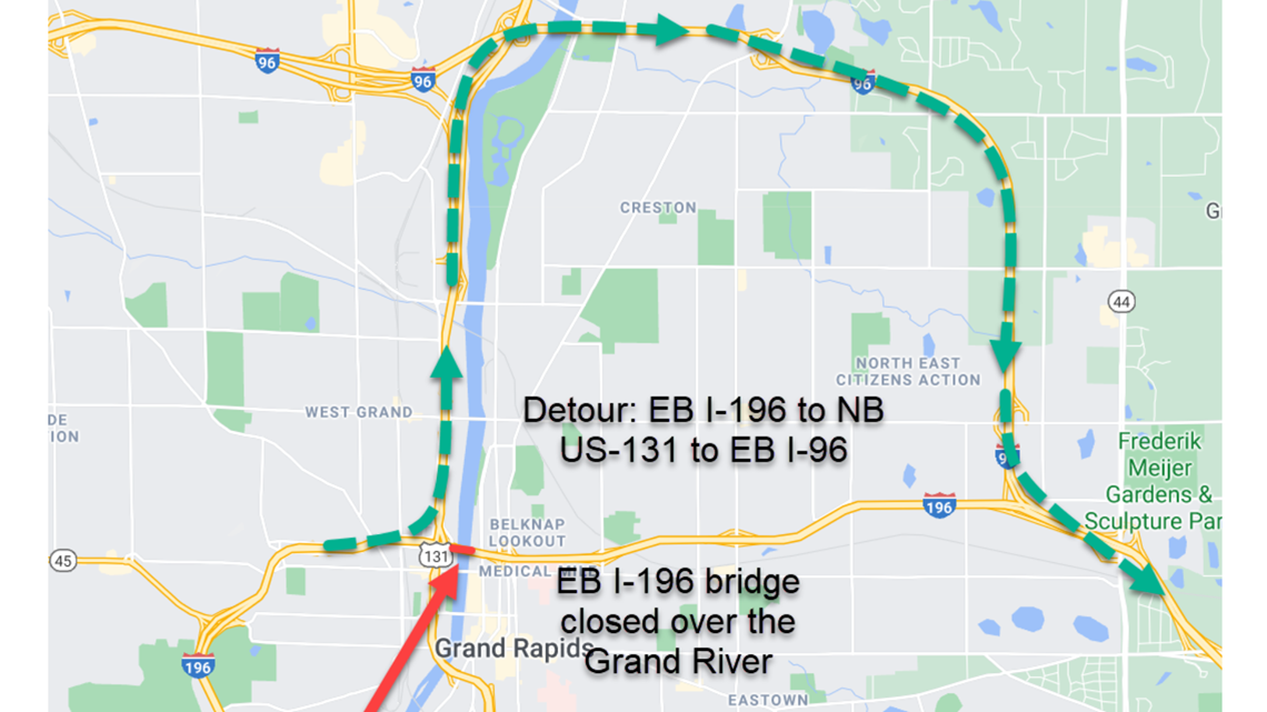 Mdot Construction Map 2021 Mdot Eb I 196 Bridge Work To Last Through September Wzzm13 Com