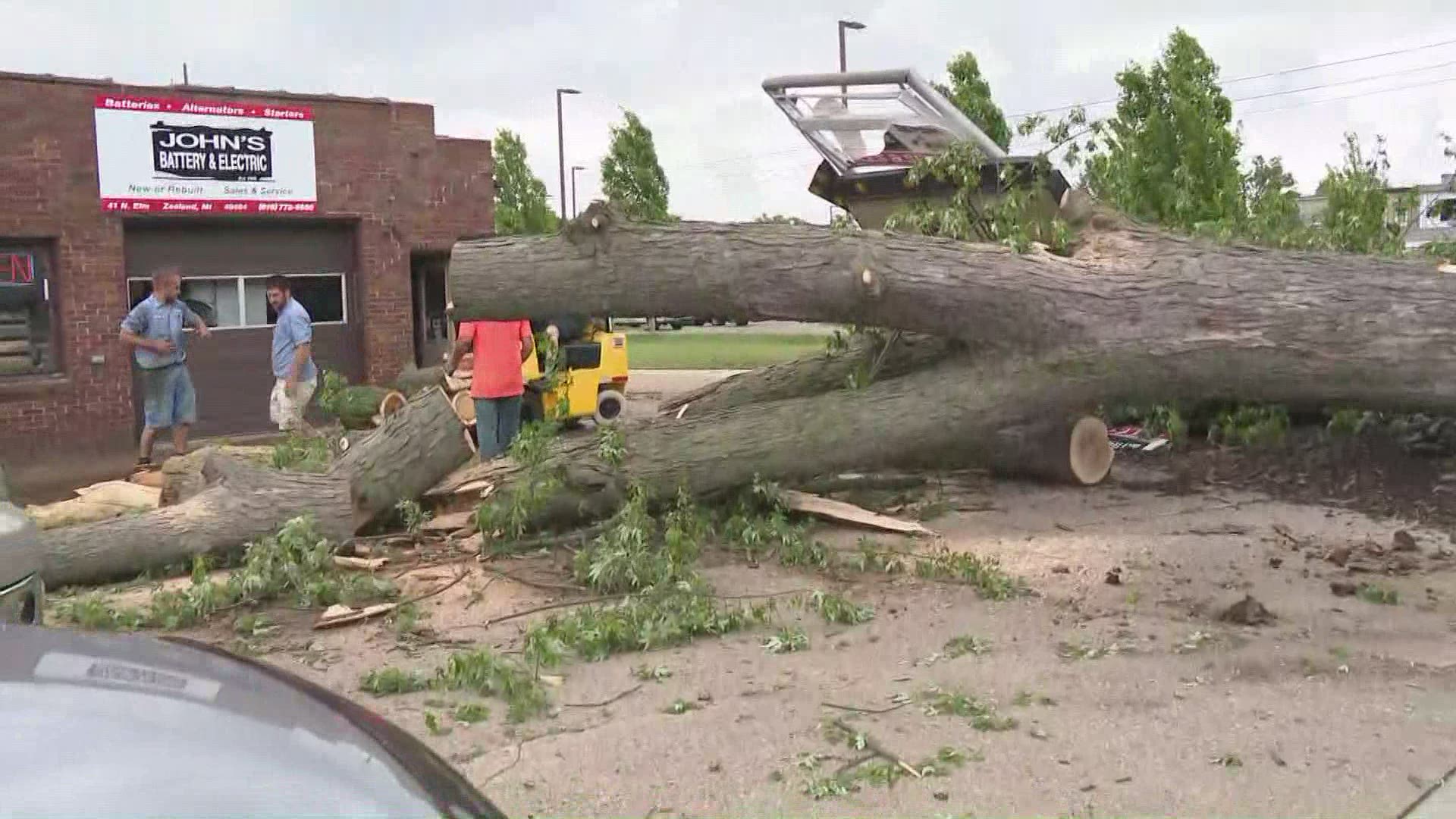 Storms swept through West Michigan last night and today, leaving behind damage.