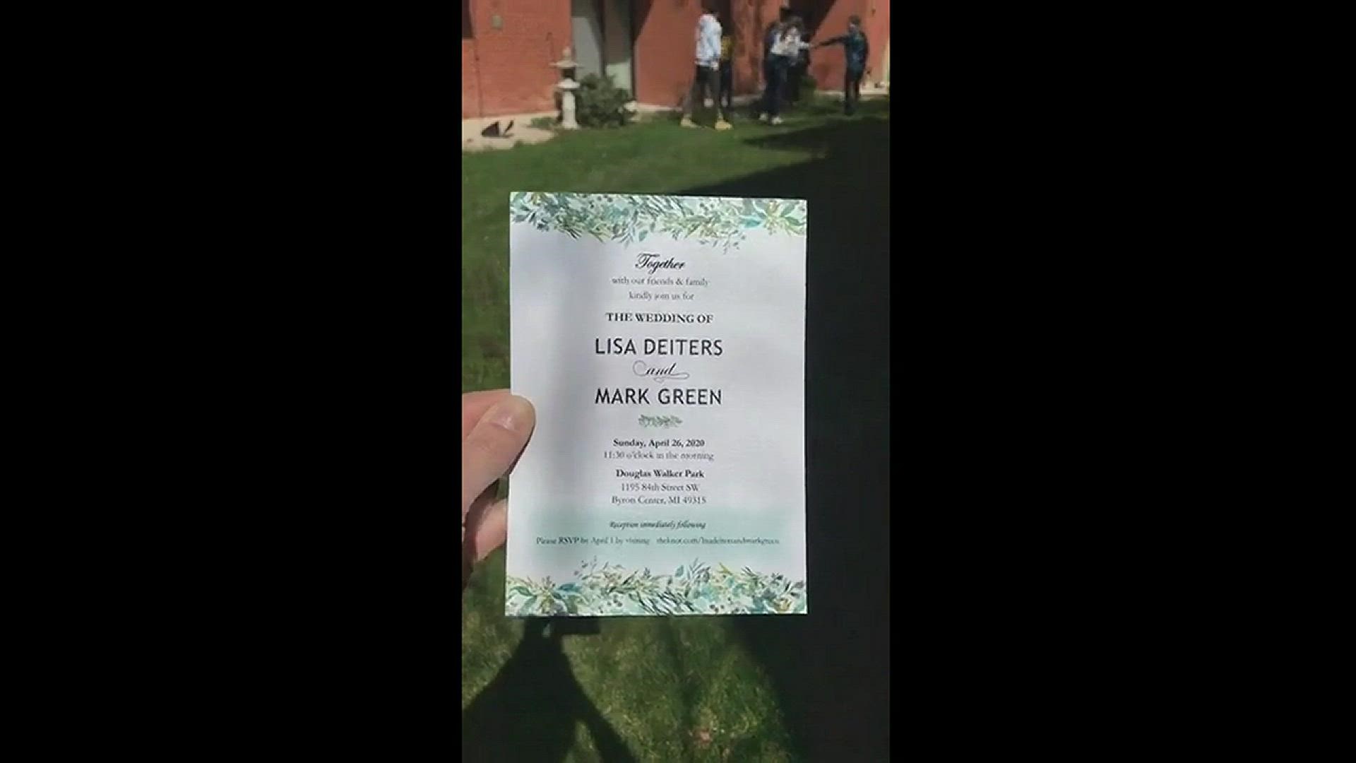 Attendance was small at Lisa and Mark's wedding, due to COVID-19. A family friend broadcast the nuptials on Facebook Live so those not able to make it, could see it.