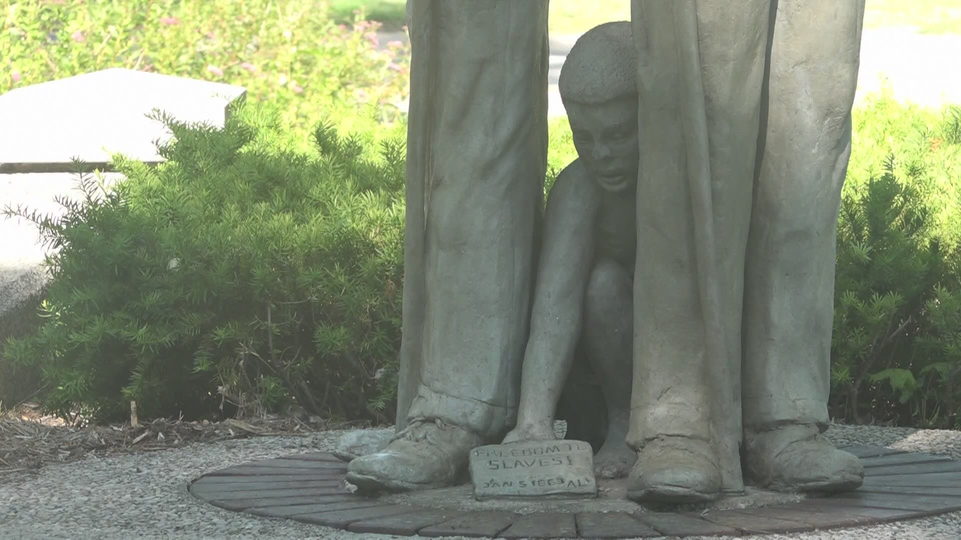 A group proposed removing parts of a statue that features a Union solider, a Confederate and an enslaved child.