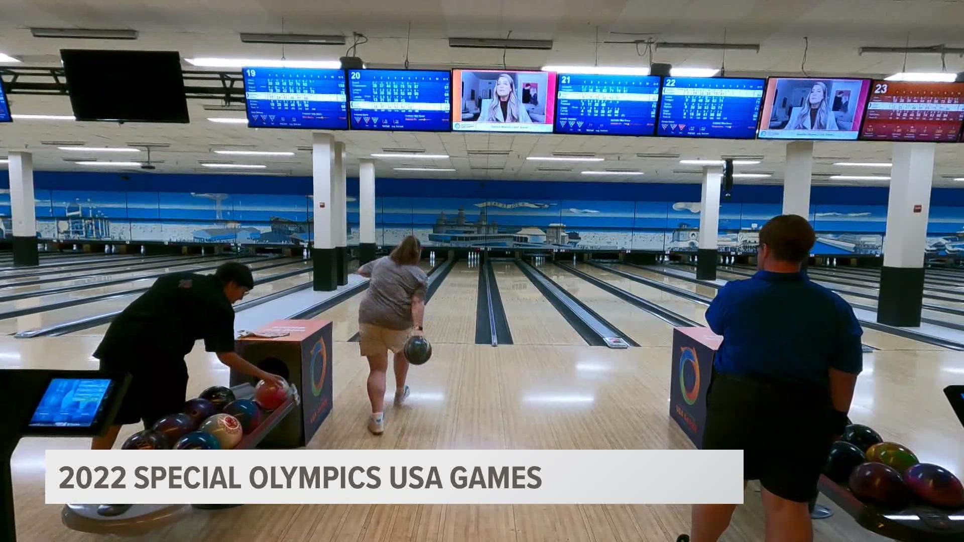 As the Special Olympics continue in Orlando, participants in the bowling competition strive to improve as awards near.