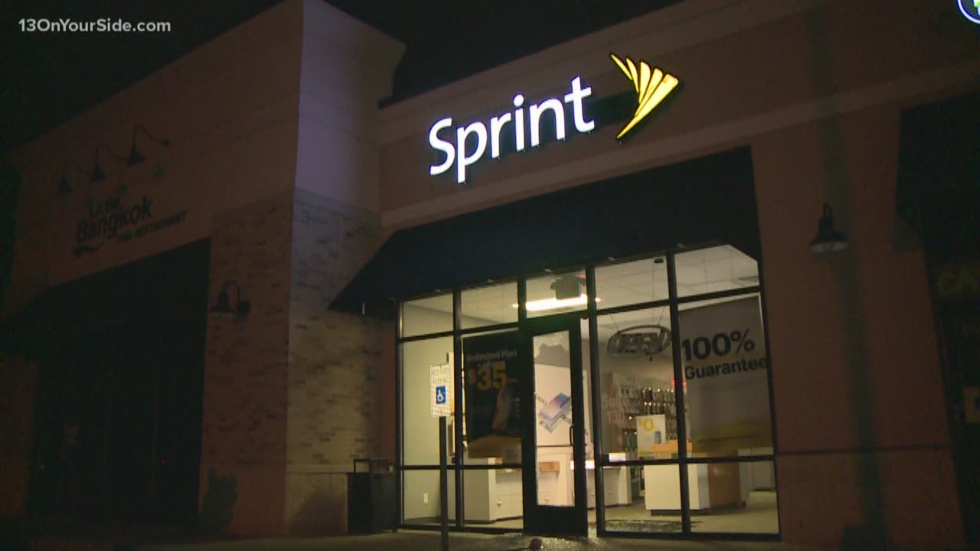 The break in at a Sprint store in Wyoming early Thursday morning was the thirteenth west Michigan cell phone store burglary in three weeks.