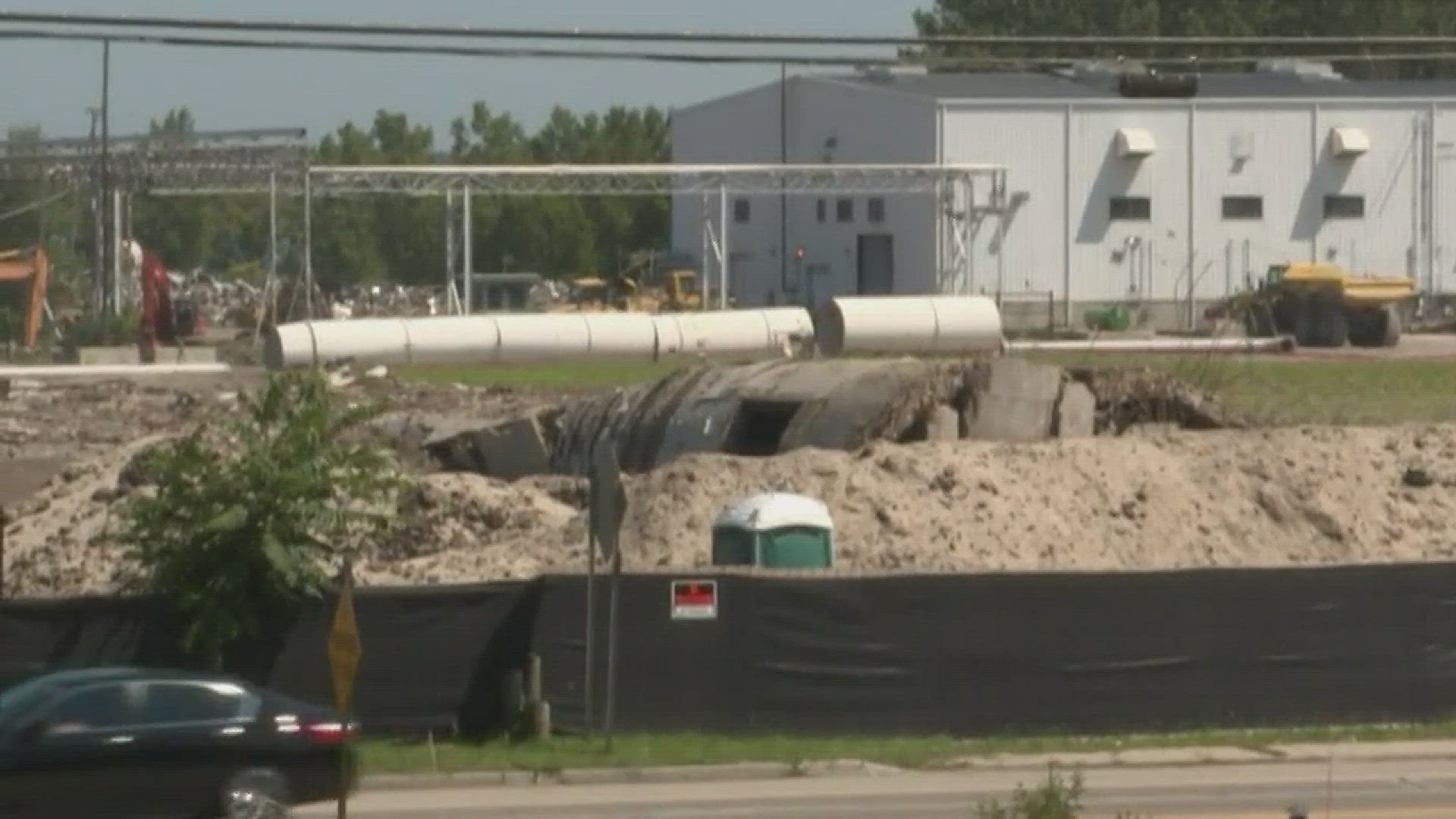 Smokestack demolished at former paper mill site