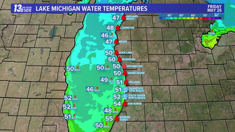 Lake Michigan water temperatures still dangerously cold