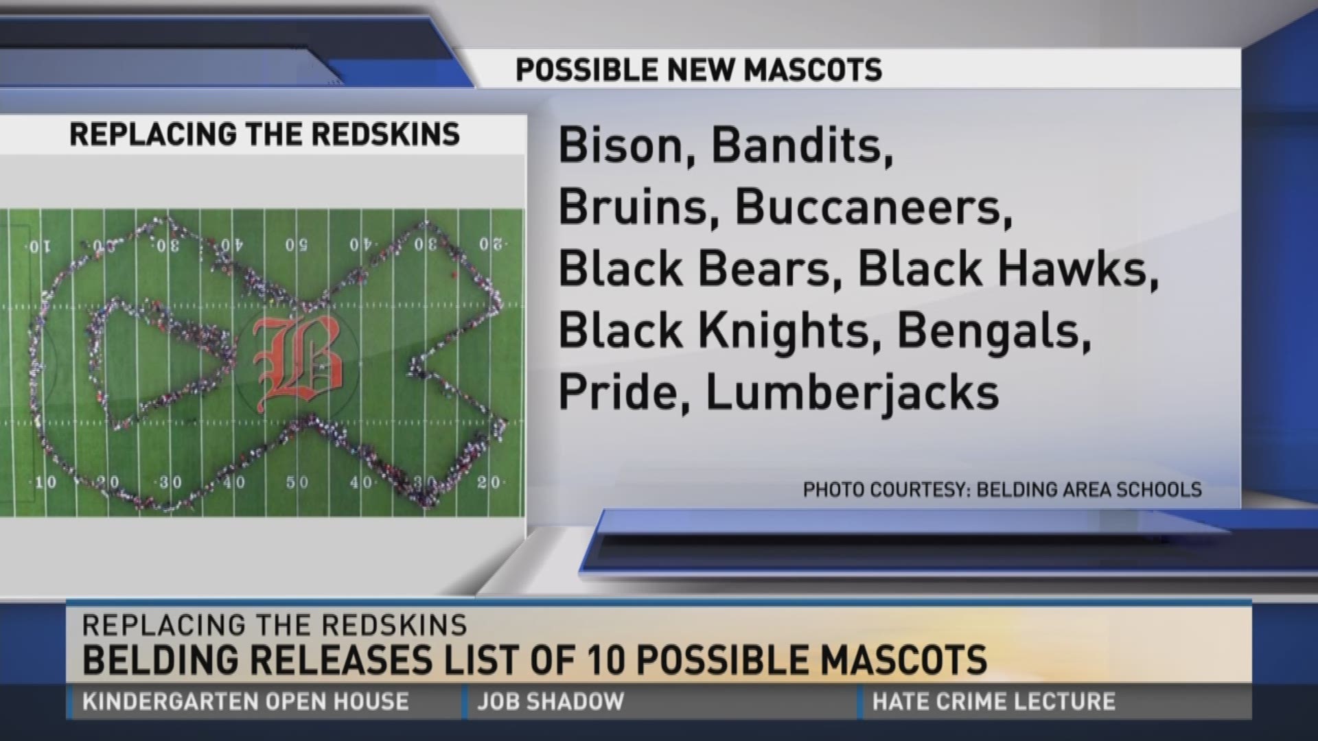 Belding releases list of 10 possible mascots