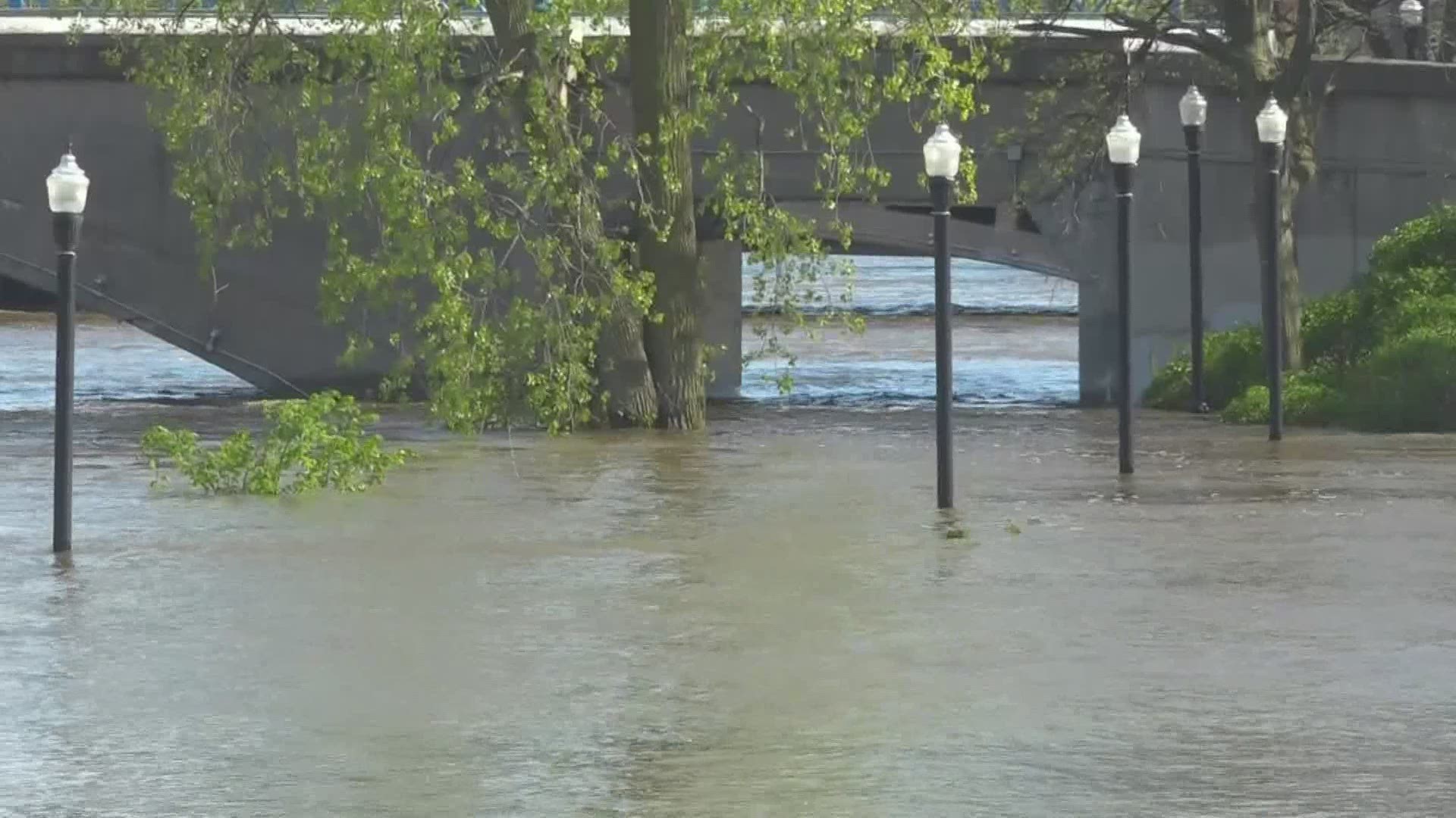 The National Weather Service says in some areas the water is about 10 feet higher than average.