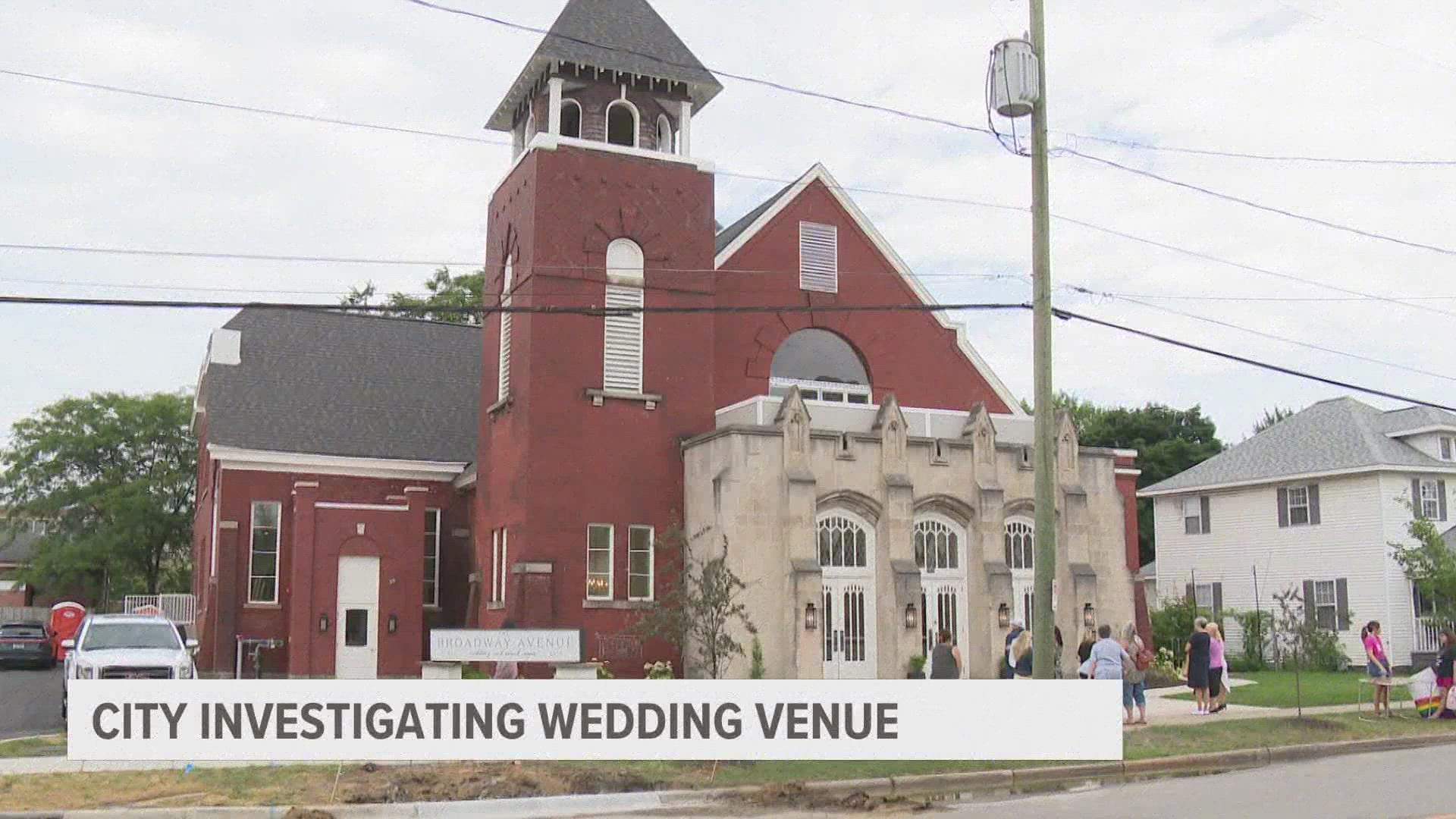A group of protestors gathered outside The Broadway Avenue Wedding and Event Venue Monday night after owners said they will not host gay weddings.