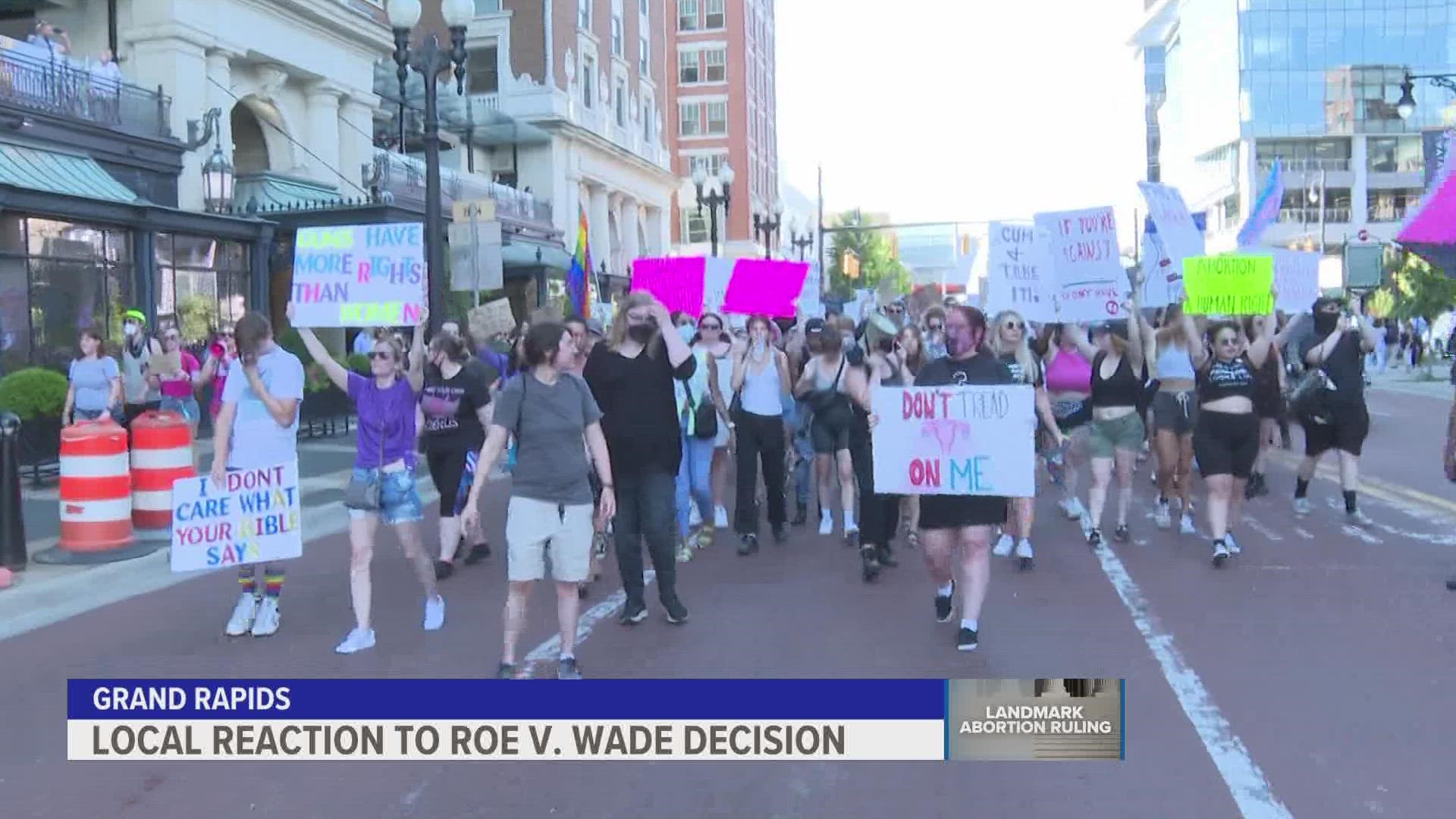 One demonstration started at Monument Park, where one volunteer aimed to collect signatures to get reproductive rights on the November ballot.